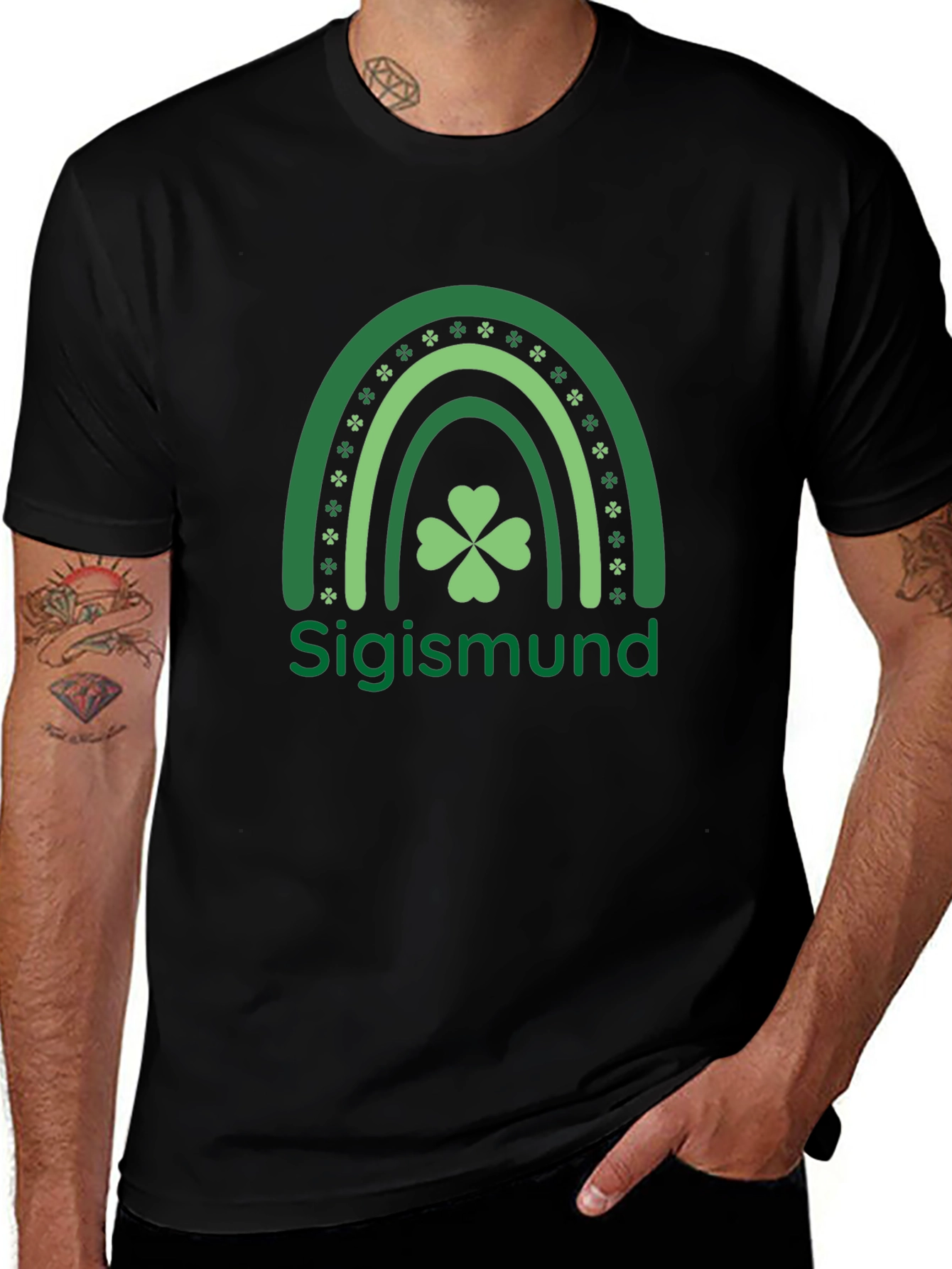 St. Patricks Day Sigismund Clover Rainbow T-Shirt