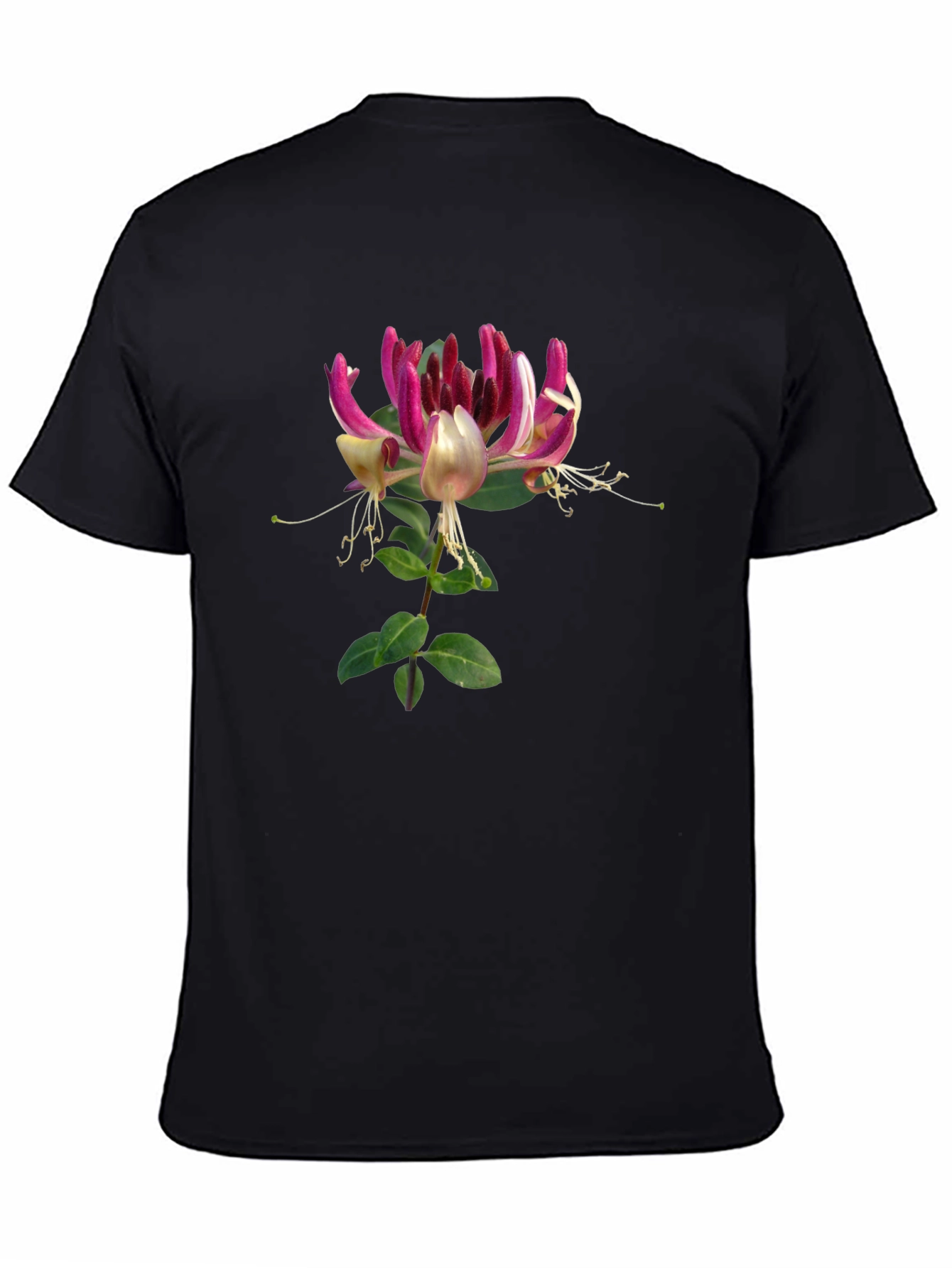 Floral Honeysuckle T-Shirt - Black Cotton Tee