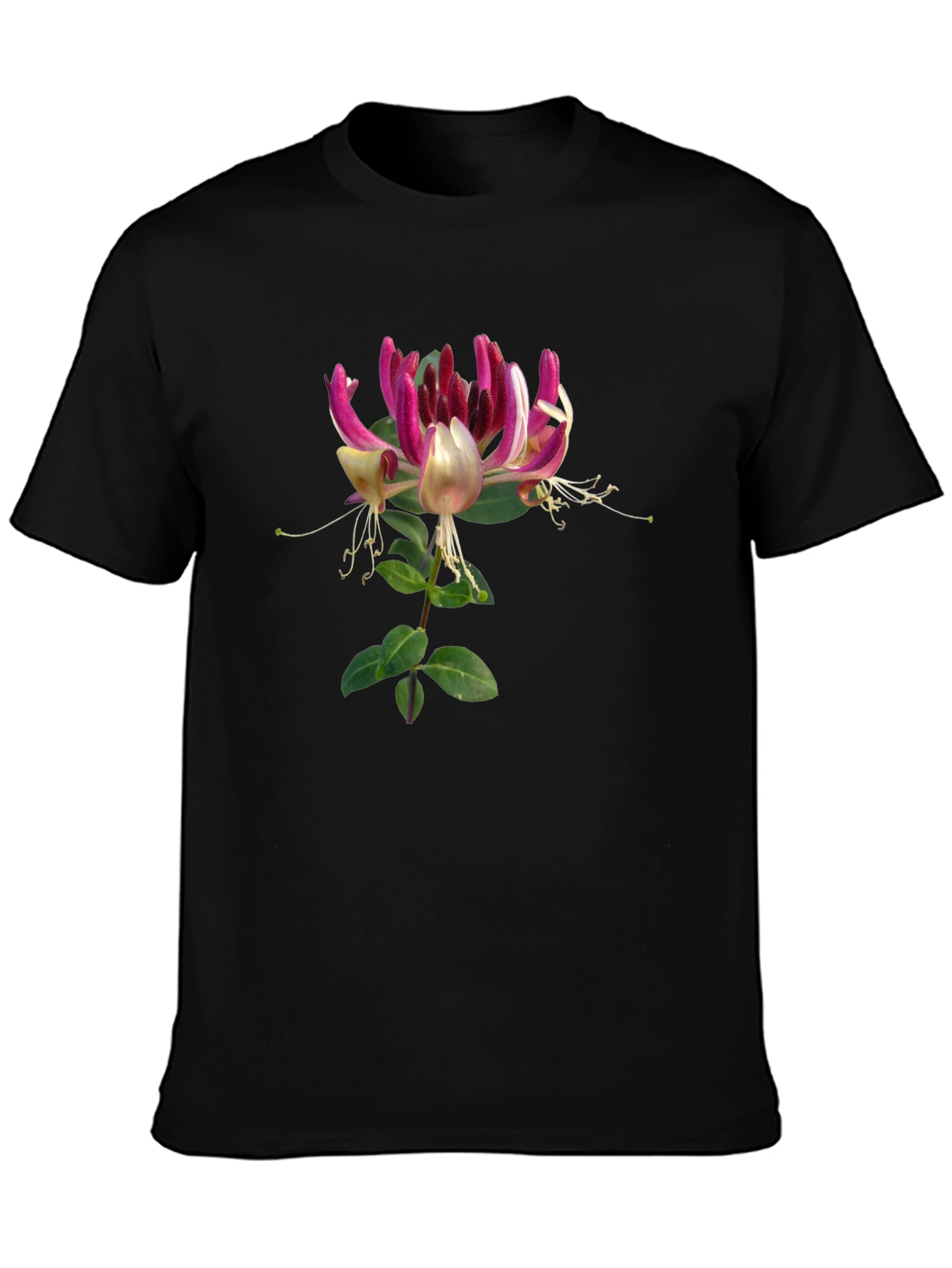 Floral Honeysuckle T-Shirt - Black Cotton Tee