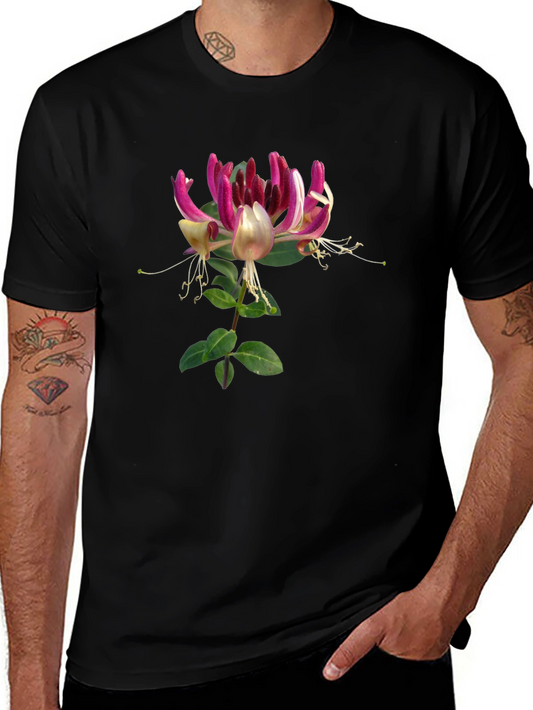 Floral Honeysuckle T-Shirt - Black Cotton Tee