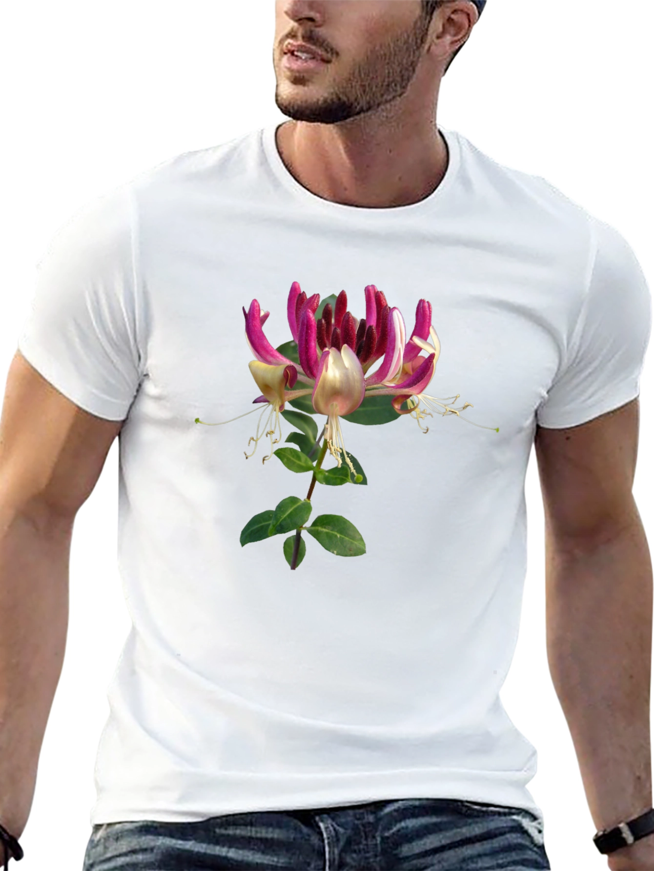 Floral Honeysuckle T-Shirt - Black Cotton Tee