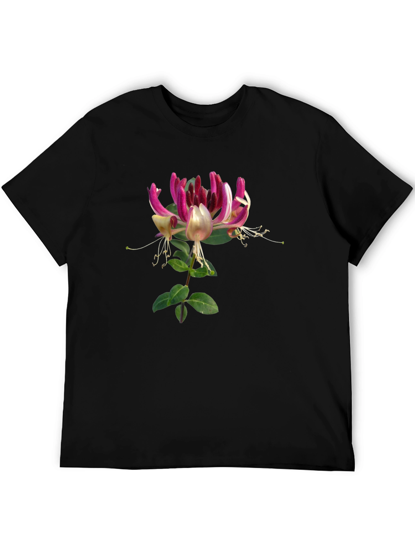 Floral Honeysuckle T-Shirt - Black Cotton Tee