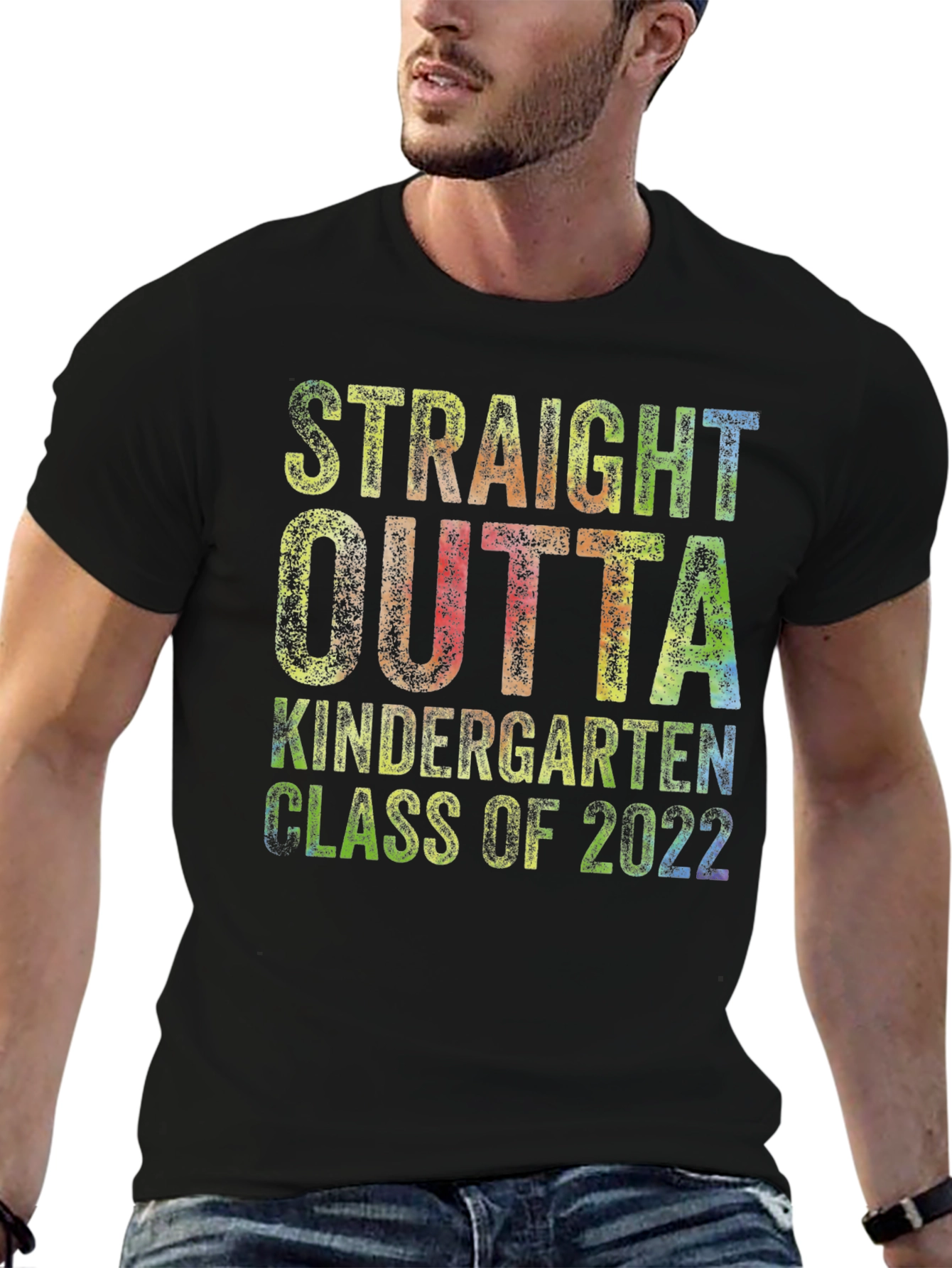 Straight Outta Kindergarten Class of 2022 Black T-Shirt