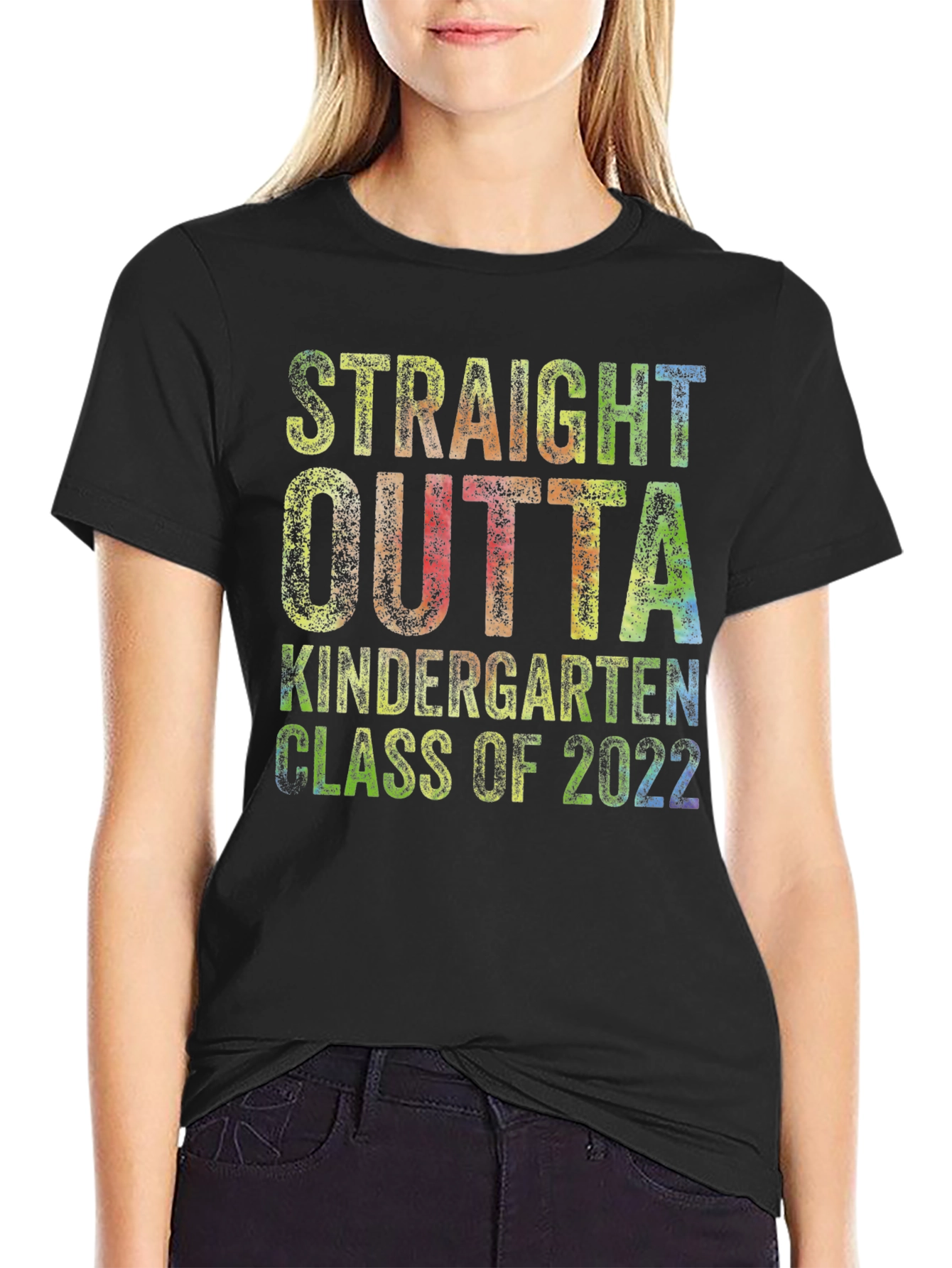 Straight Outta Kindergarten Class of 2022 Black T-Shirt