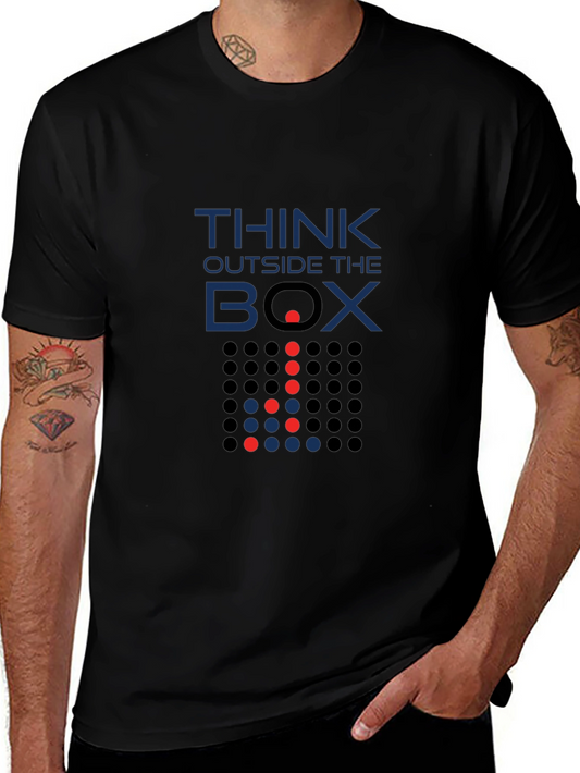 Think Outside the Box Graphic Tee - Mens Black Cotton T-Shirt
