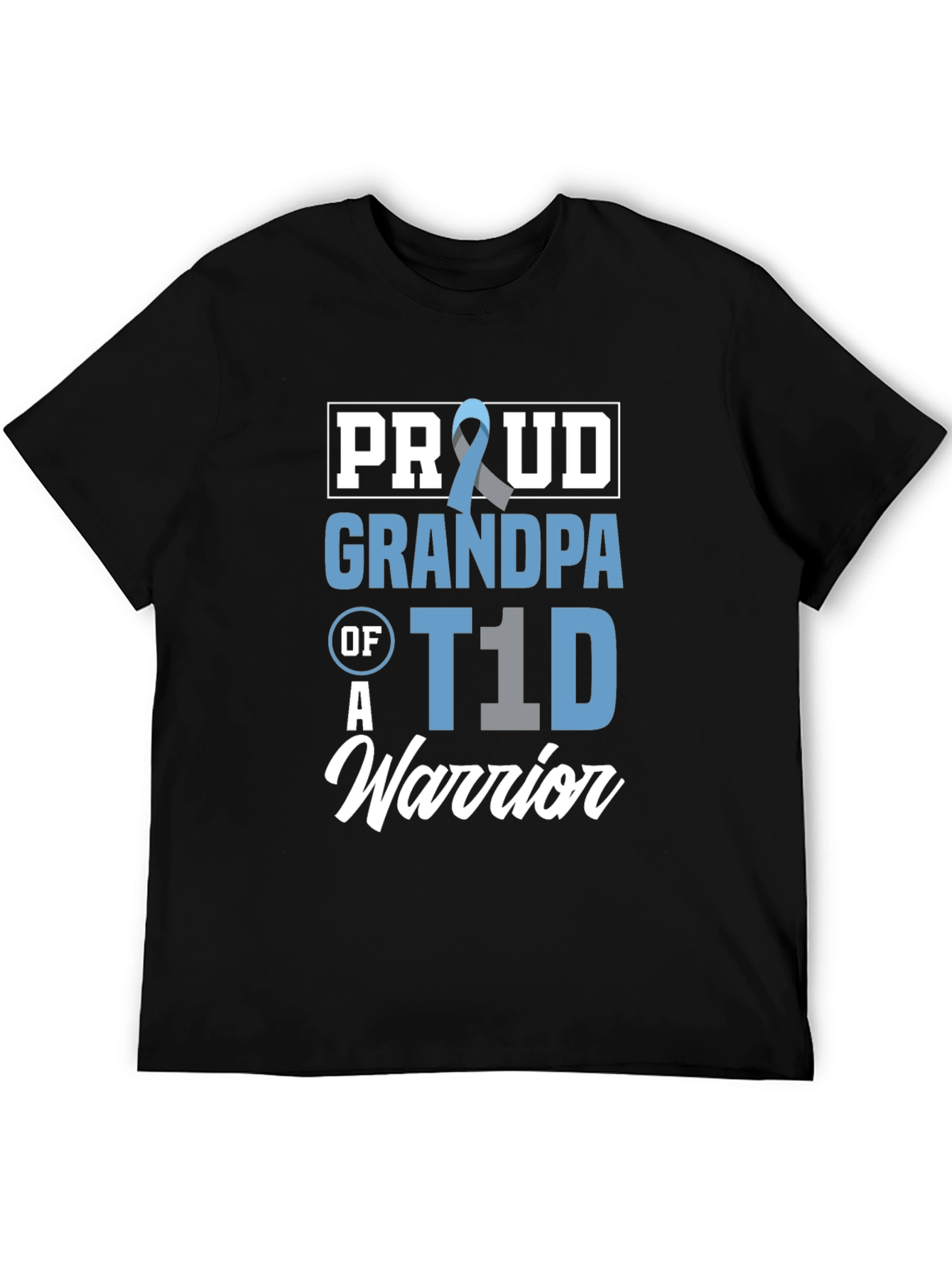Proud Grandpa T1D Warrior Black Graphic Tee