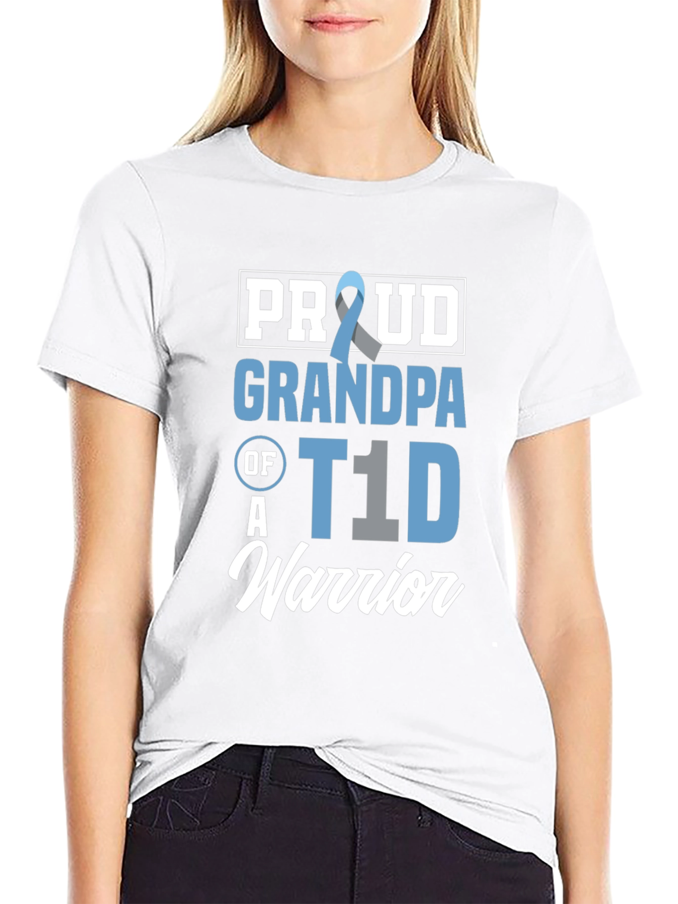Proud Grandpa T1D Warrior Black Graphic Tee