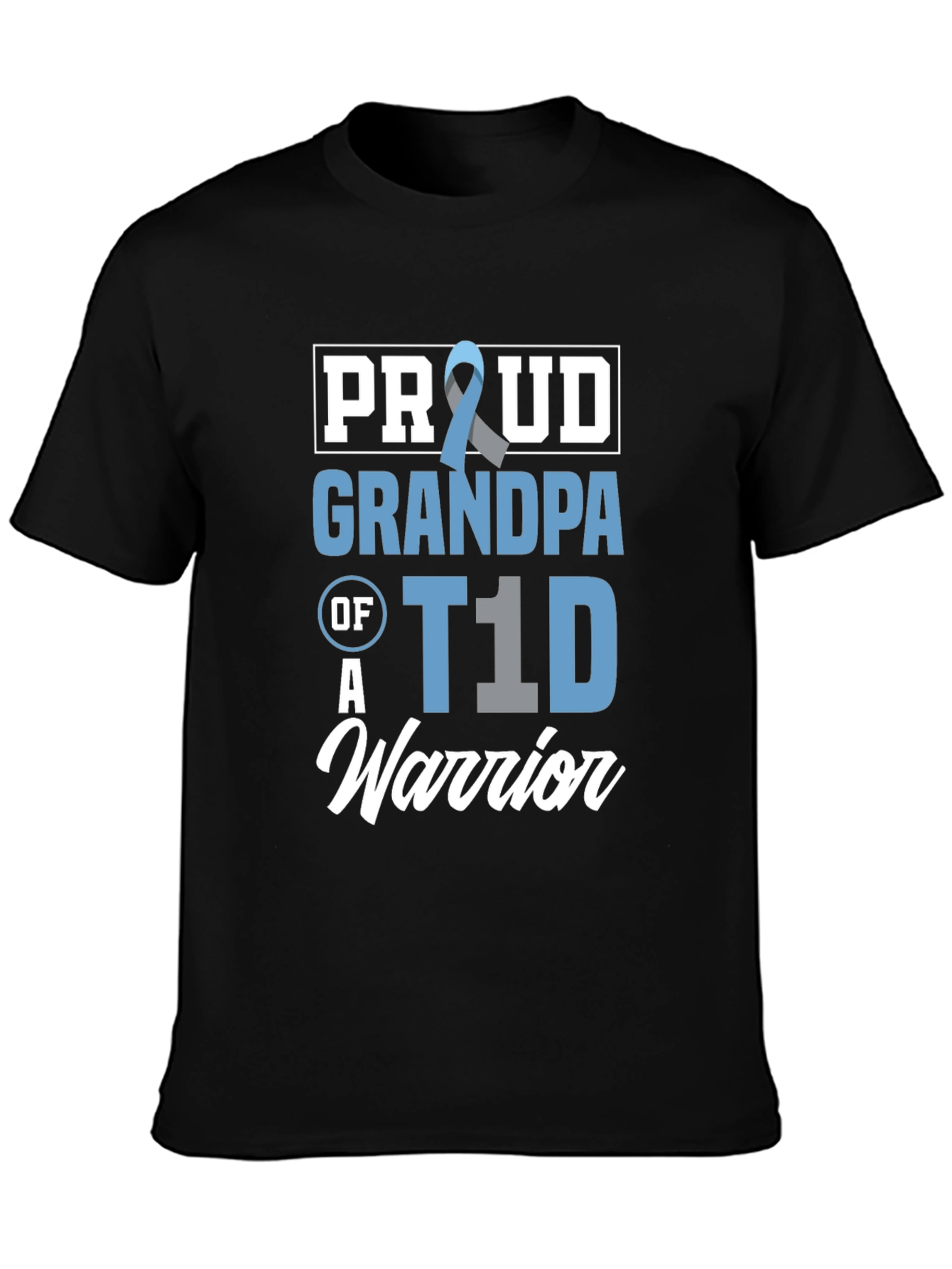 Proud Grandpa T1D Warrior Black Graphic Tee