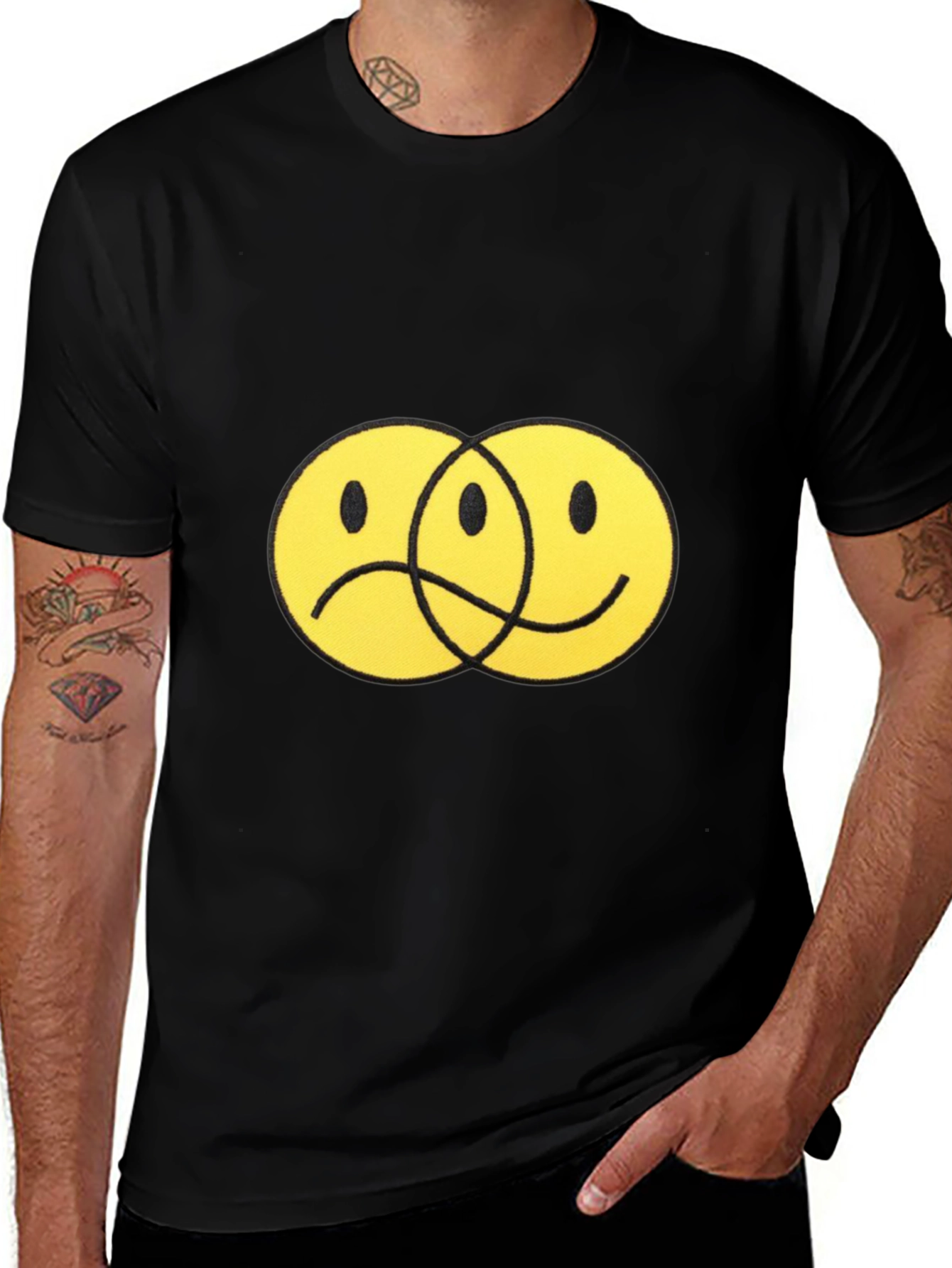 Yin Yang Faces Black T-Shirt