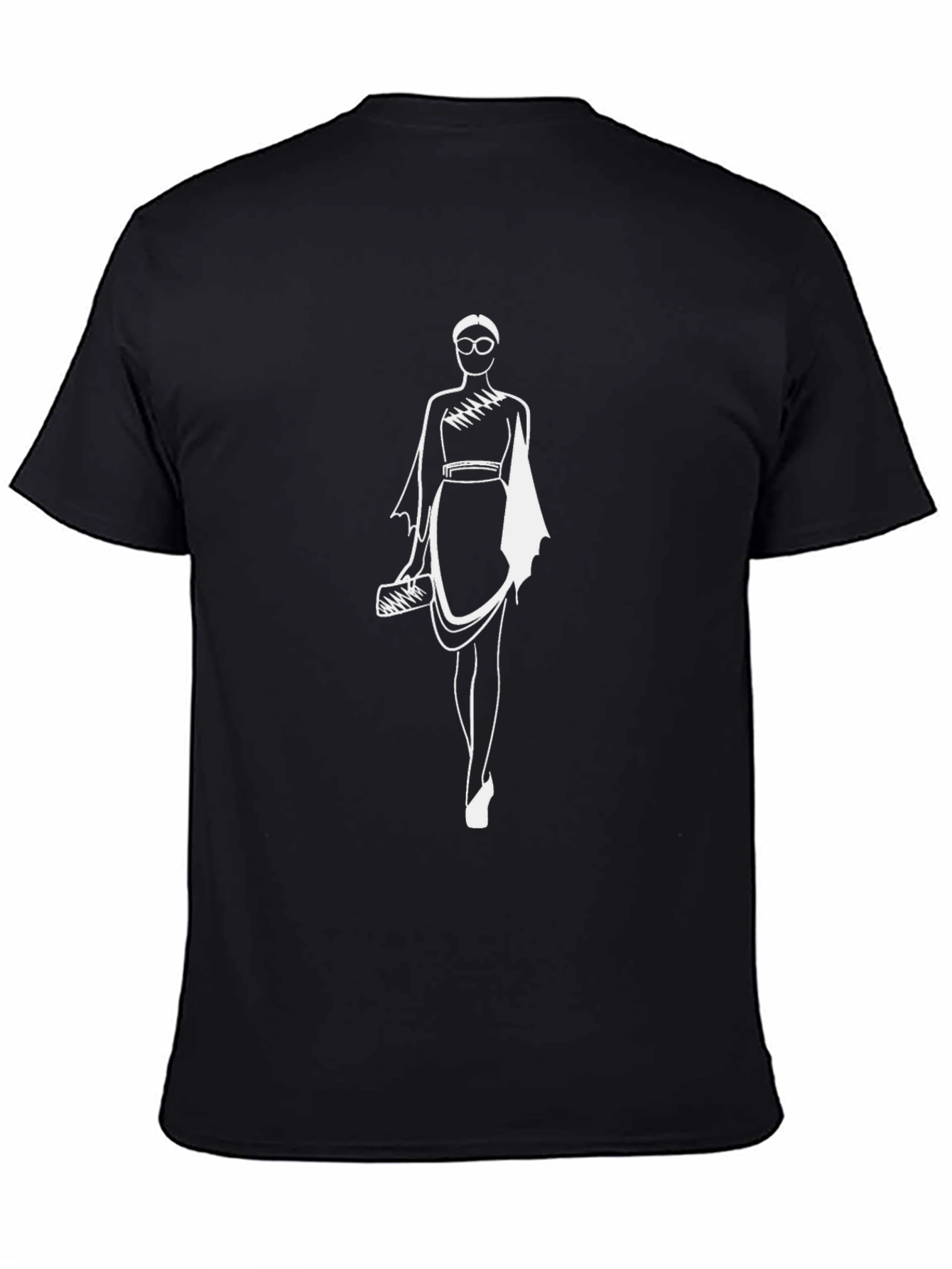 Black T-Shirt with Fashion Sketch