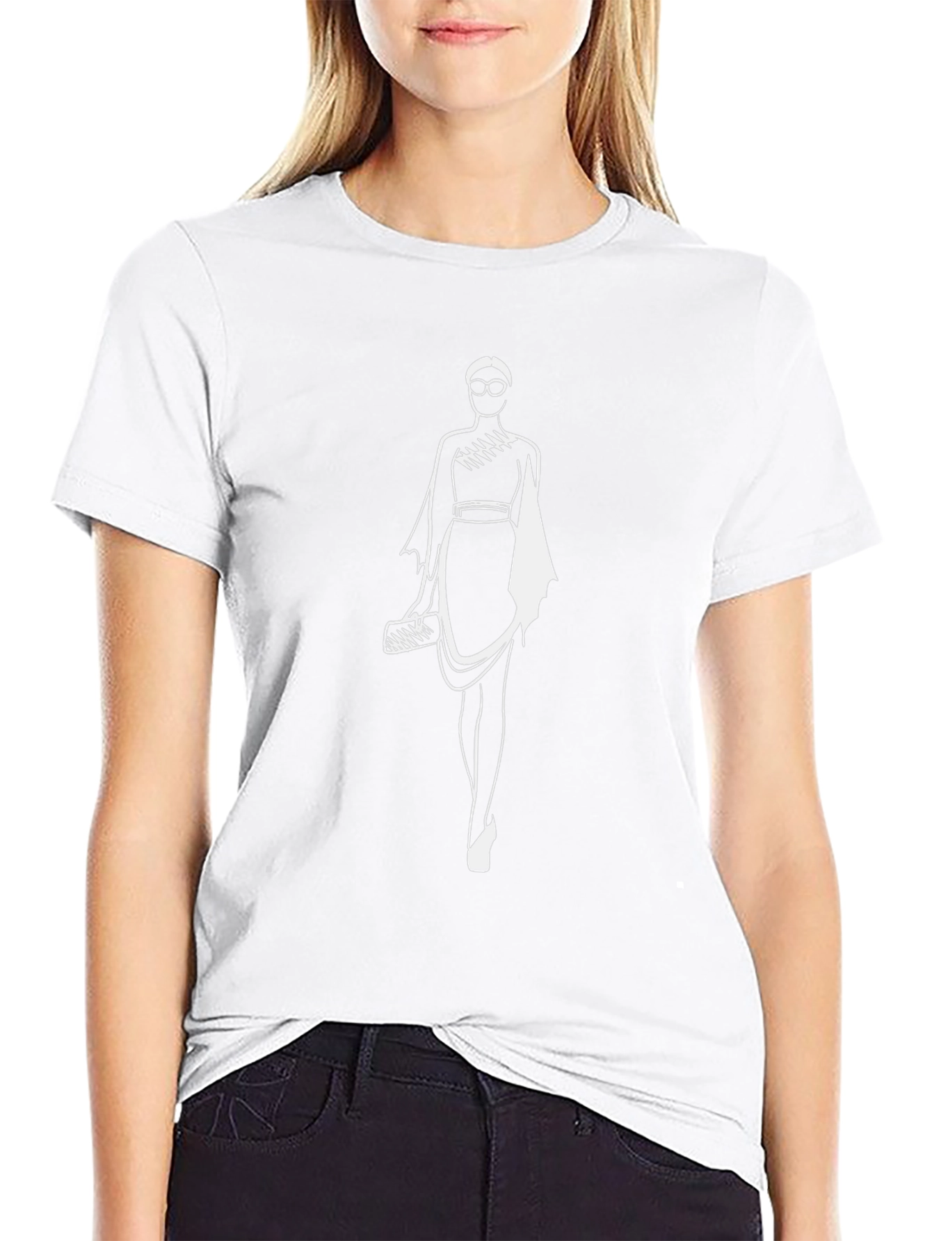 Black T-Shirt with Fashion Sketch