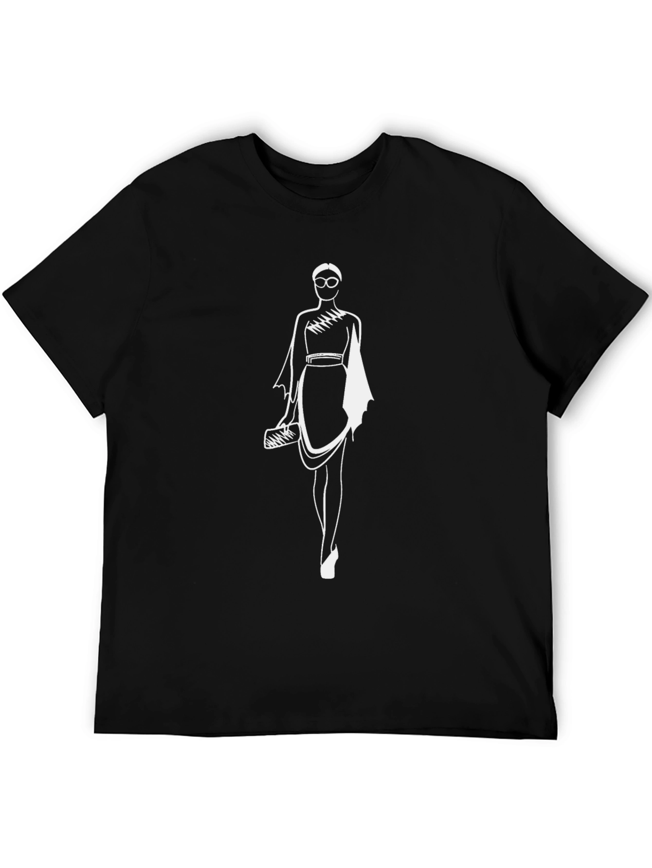 Black T-Shirt with Fashion Sketch