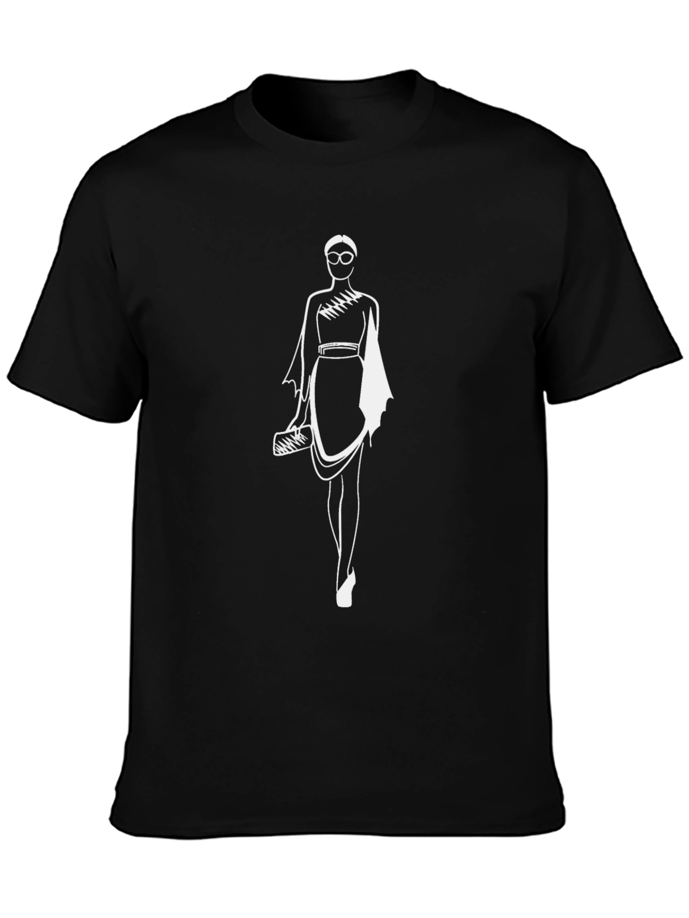 Black T-Shirt with Fashion Sketch