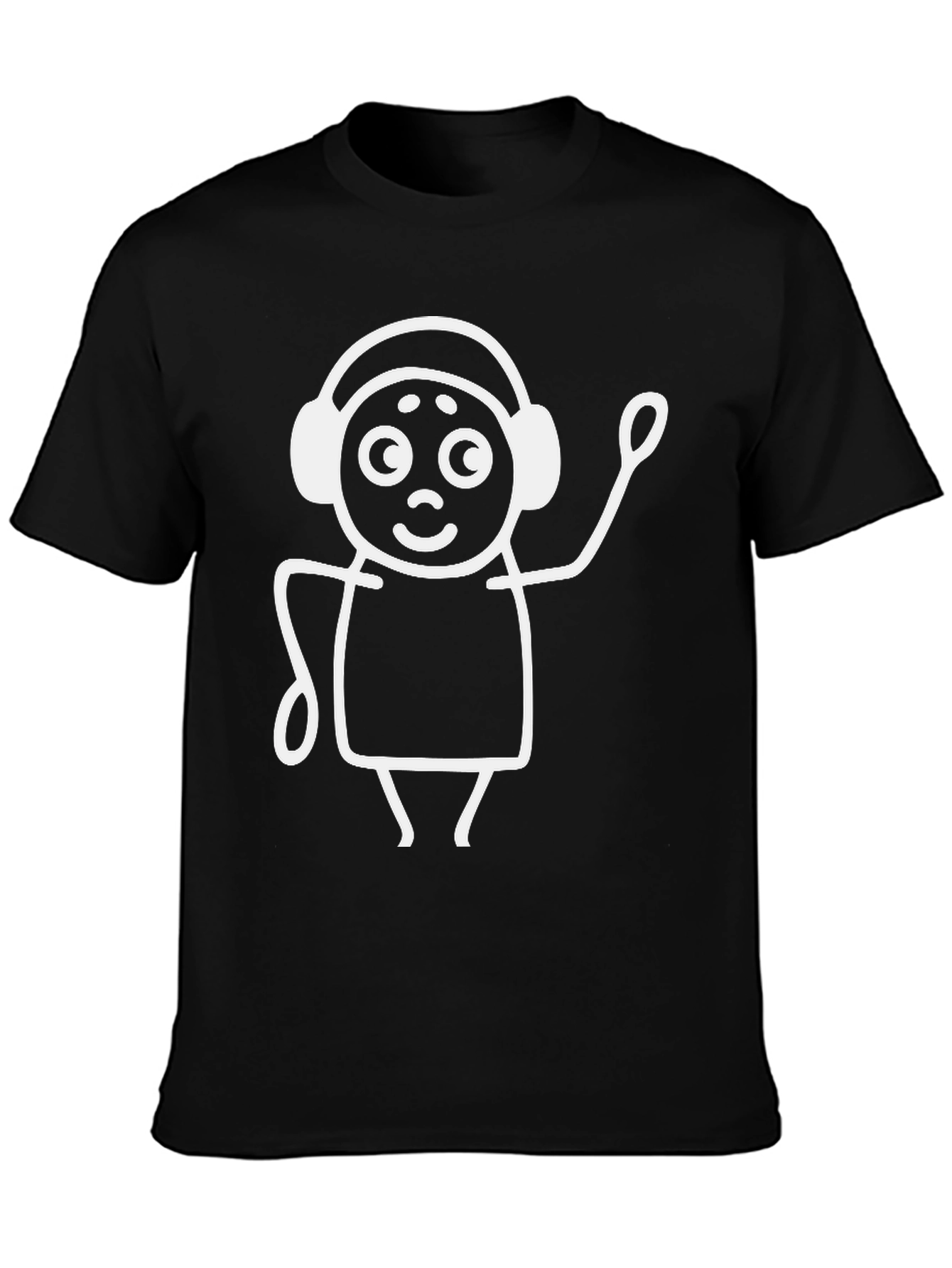 Funny Stick Figure DJ Black T-Shirt