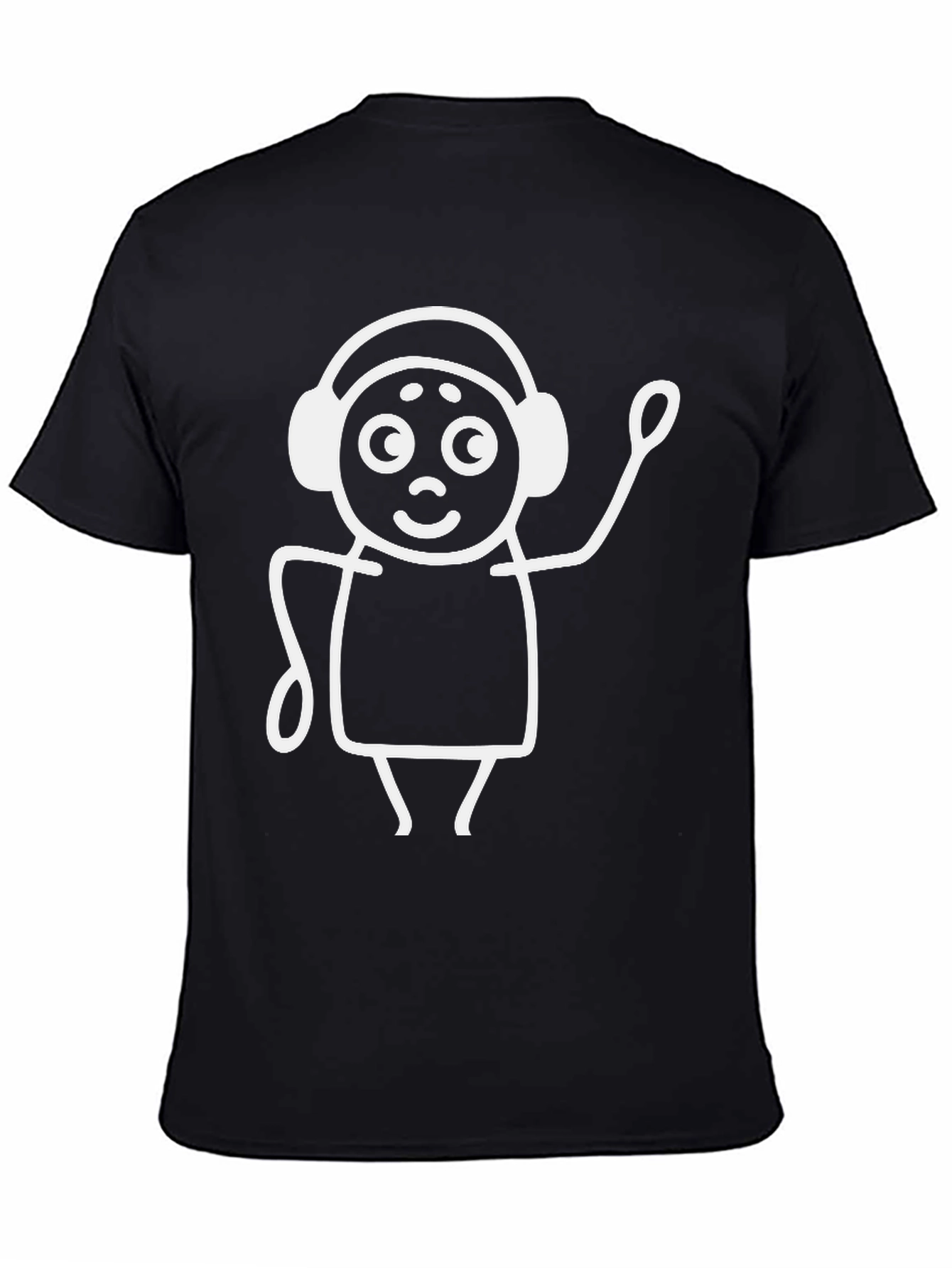 Funny Stick Figure DJ Black T-Shirt