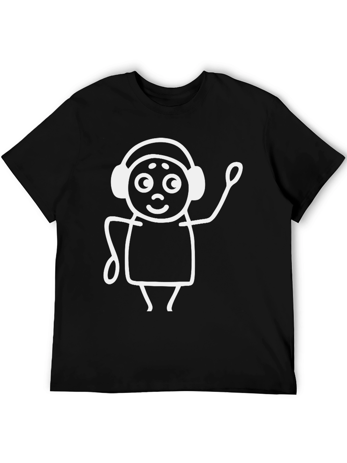 Funny Stick Figure DJ Black T-Shirt