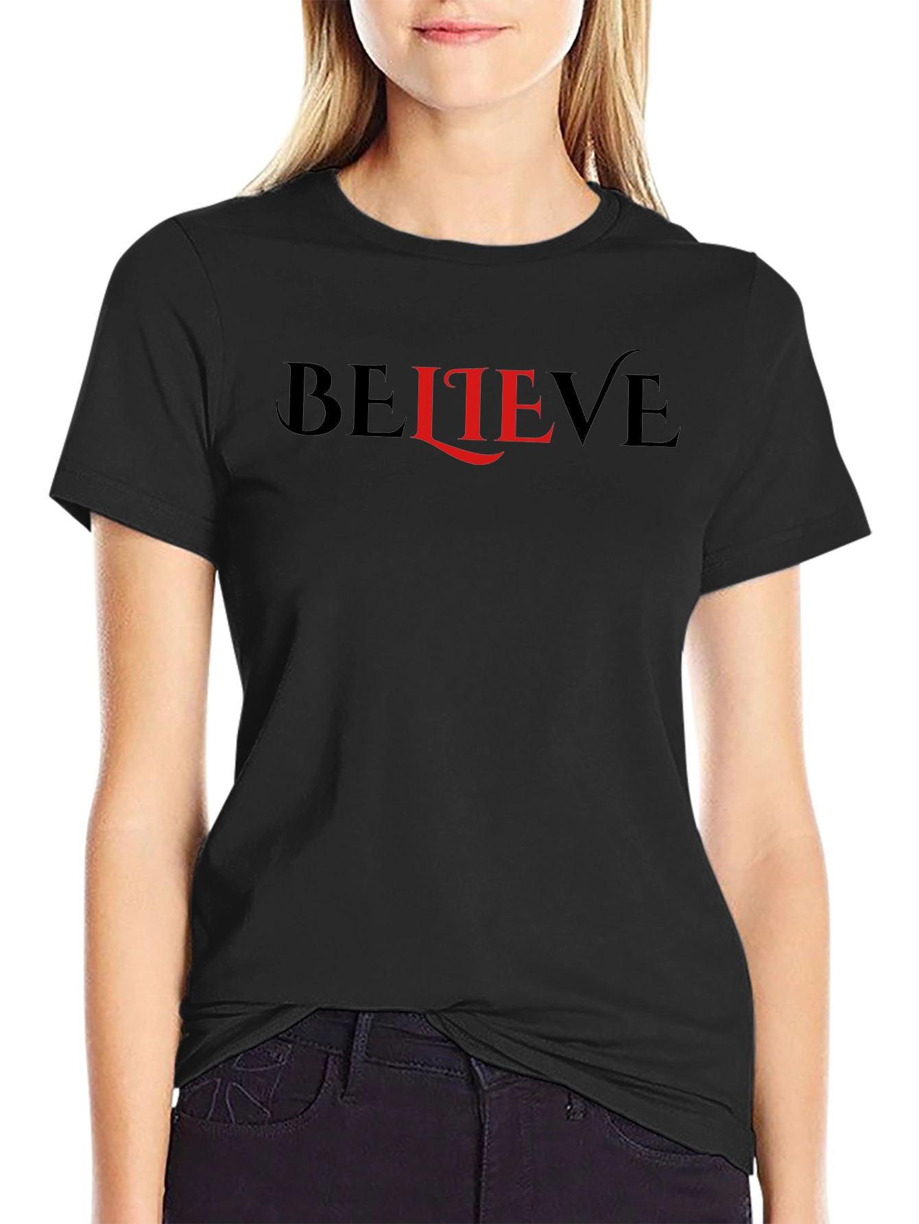 Believe Graphic Tee - Black Cotton T-Shirt