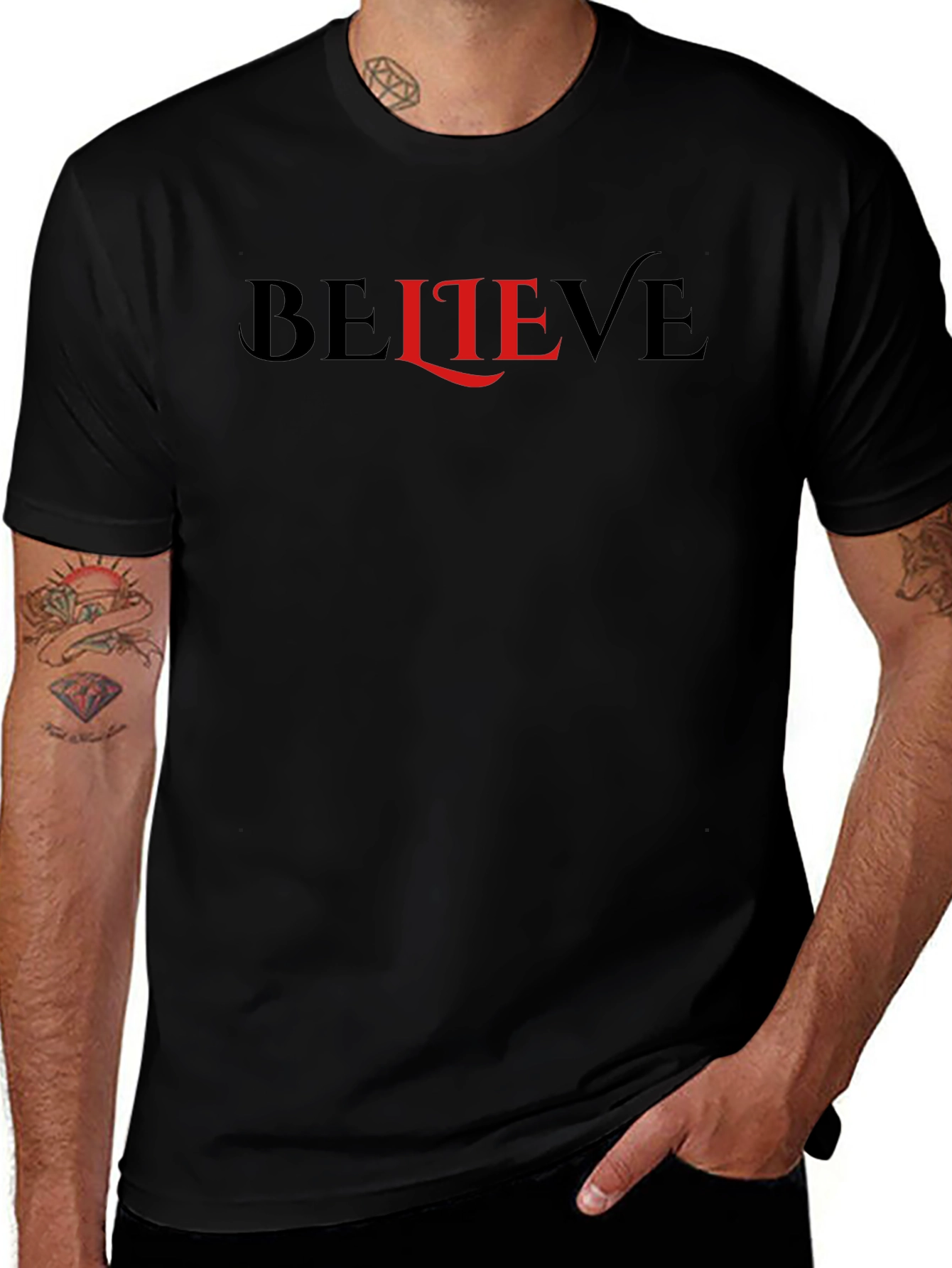 Believe Graphic Tee - Black Cotton T-Shirt