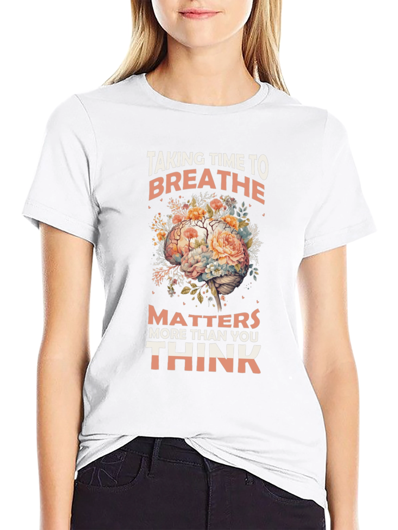 Breathe Floral Brain Graphic T-Shirt