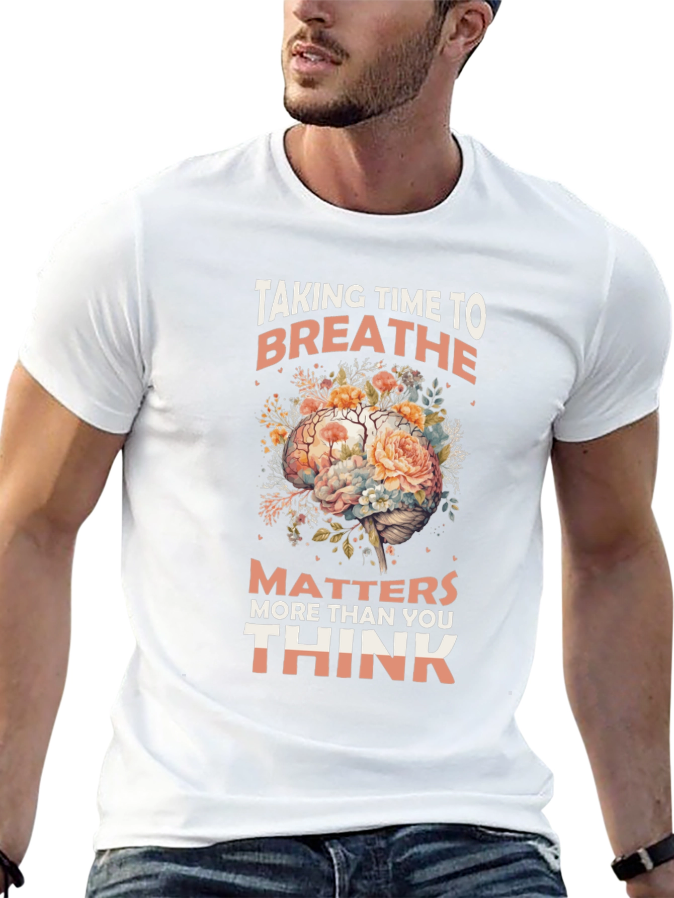 Breathe Floral Brain Graphic T-Shirt