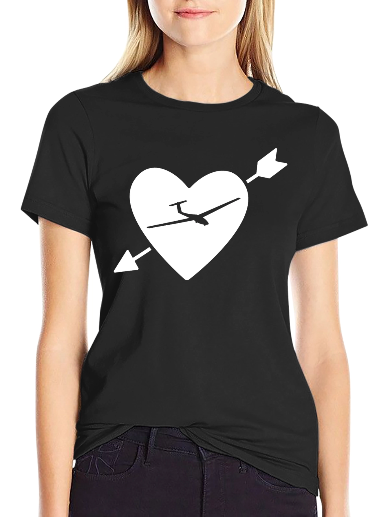 Glider Heart Arrow Graphic Tee - Black