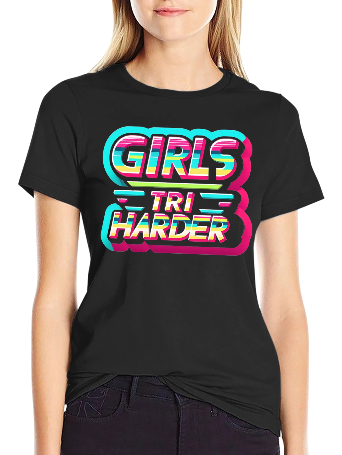 Girls Tri Harder Graphic Tee