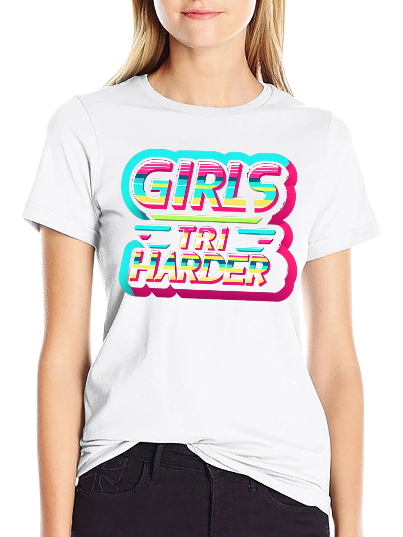 Girls Tri Harder Graphic Tee