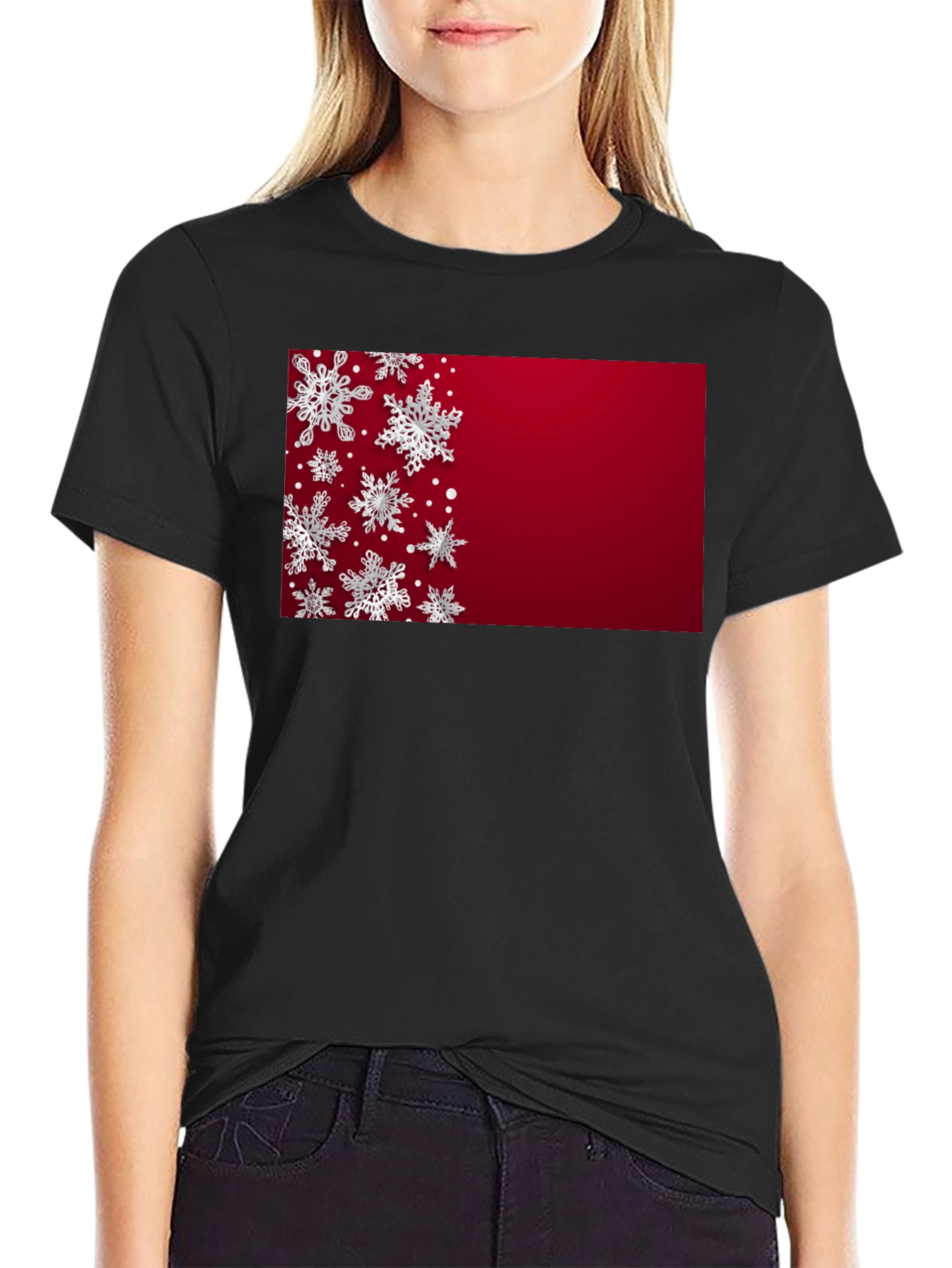 Snowflake Pattern Holiday T-Shirt