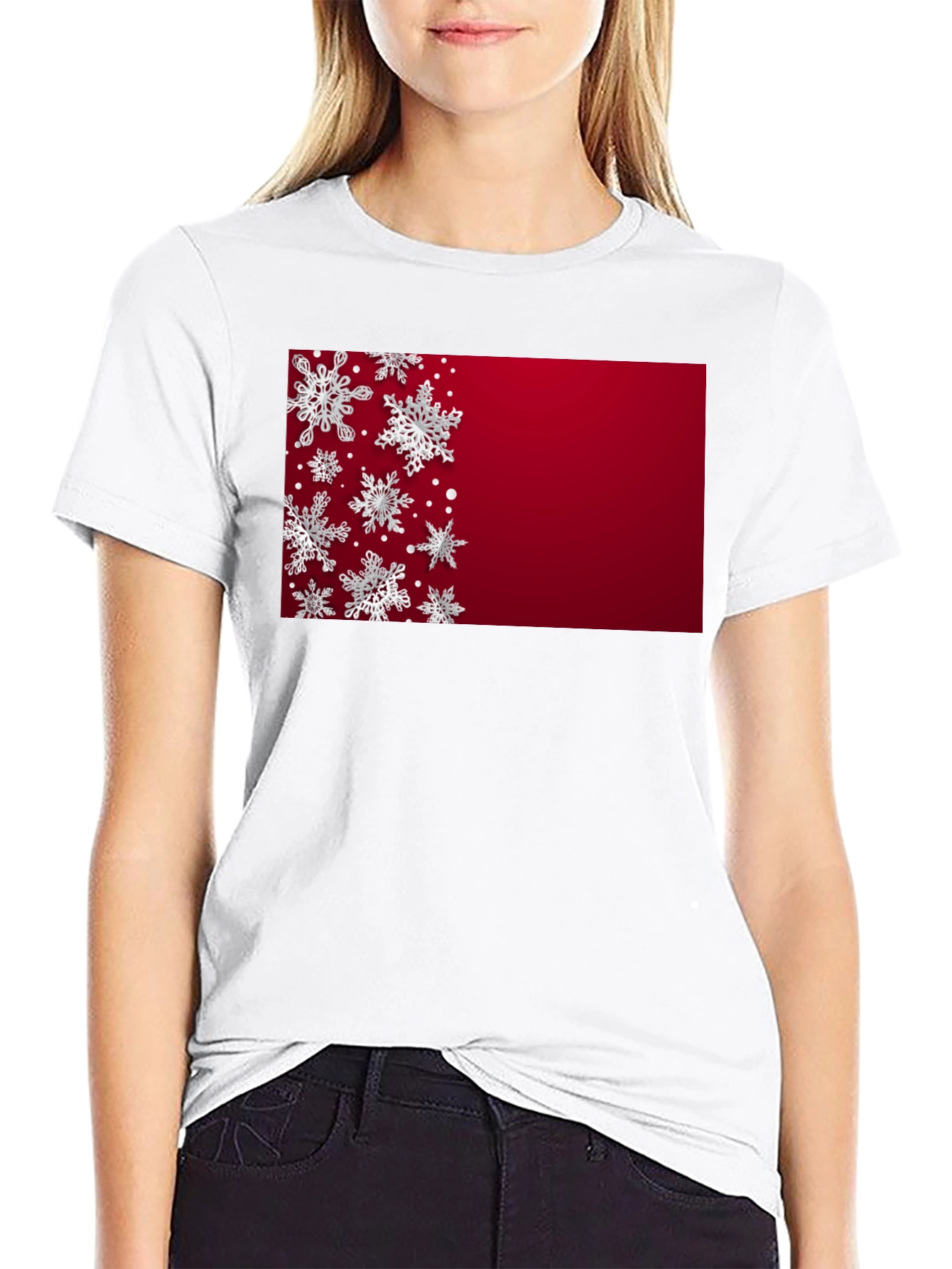 Snowflake Pattern Holiday T-Shirt