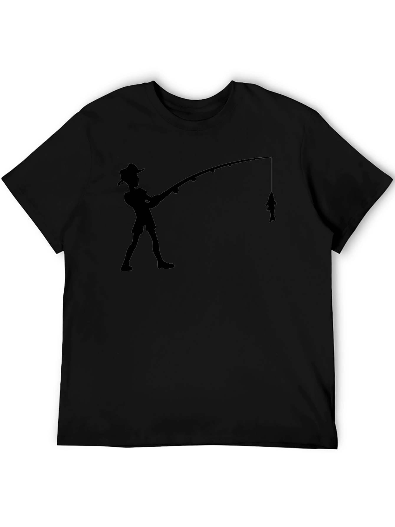 Fisherman Graphic Tee - Black Cotton Blend