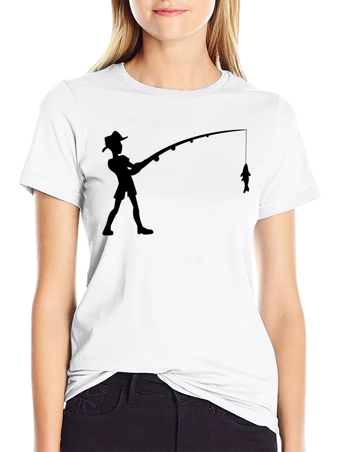 Fisherman Graphic Tee - Black Cotton Blend