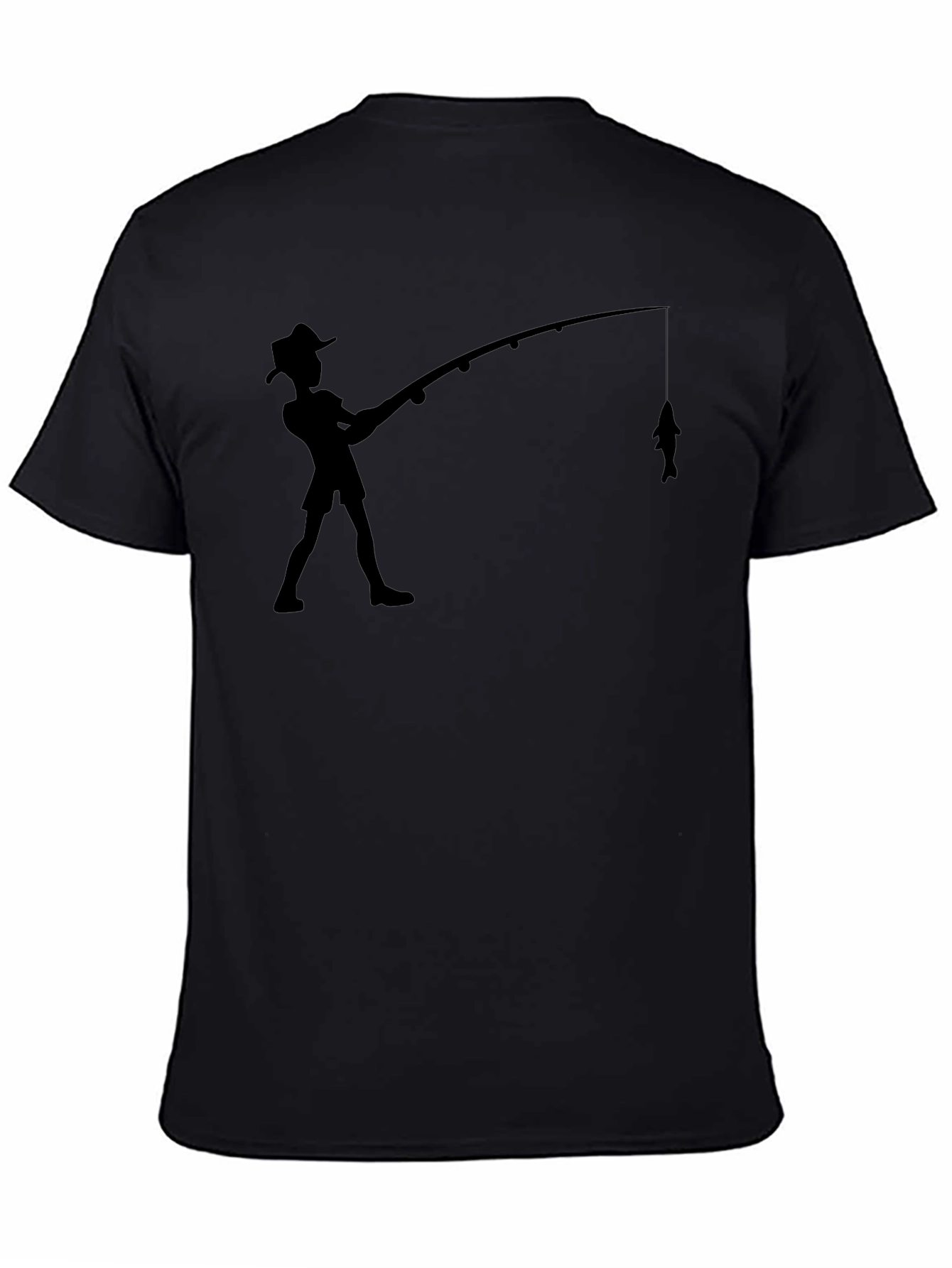 Fisherman Graphic Tee - Black Cotton Blend