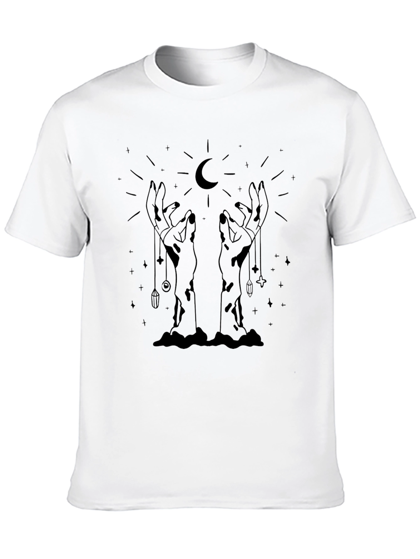 Mystic Moon Hands Black Graphic Tee