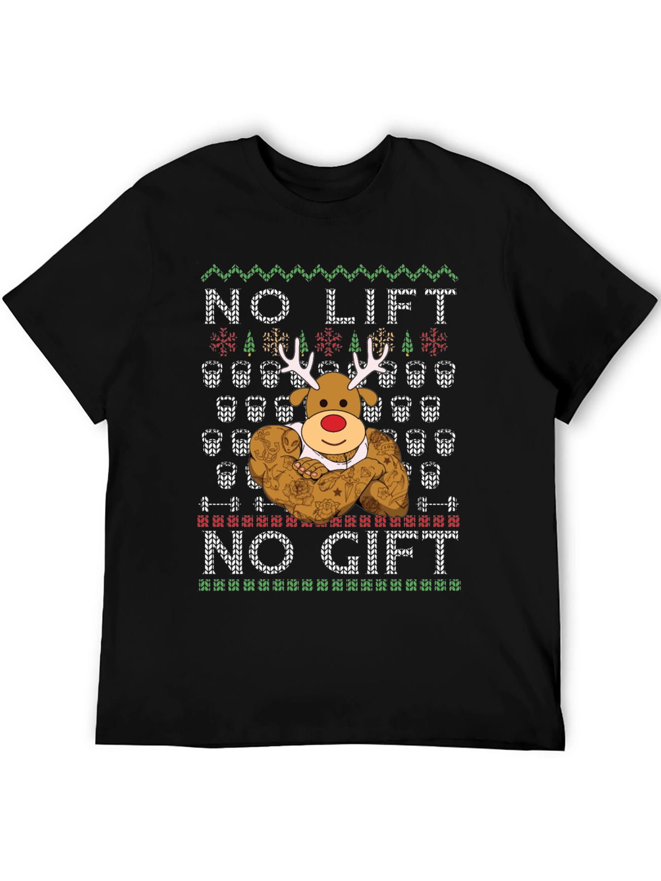 No Lift No Gift Christmas Reindeer T-Shirt