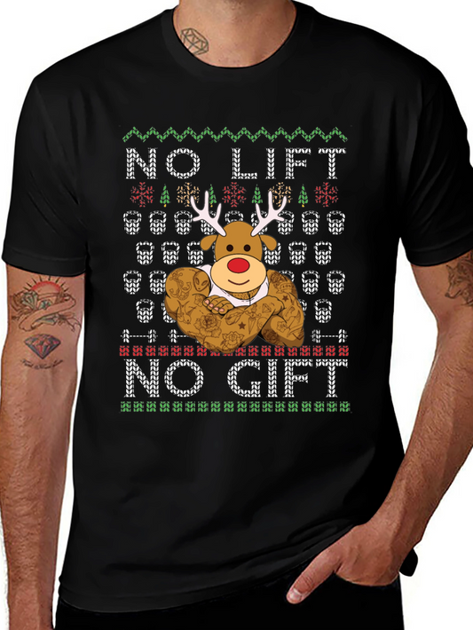 No Lift No Gift Christmas Reindeer T-Shirt