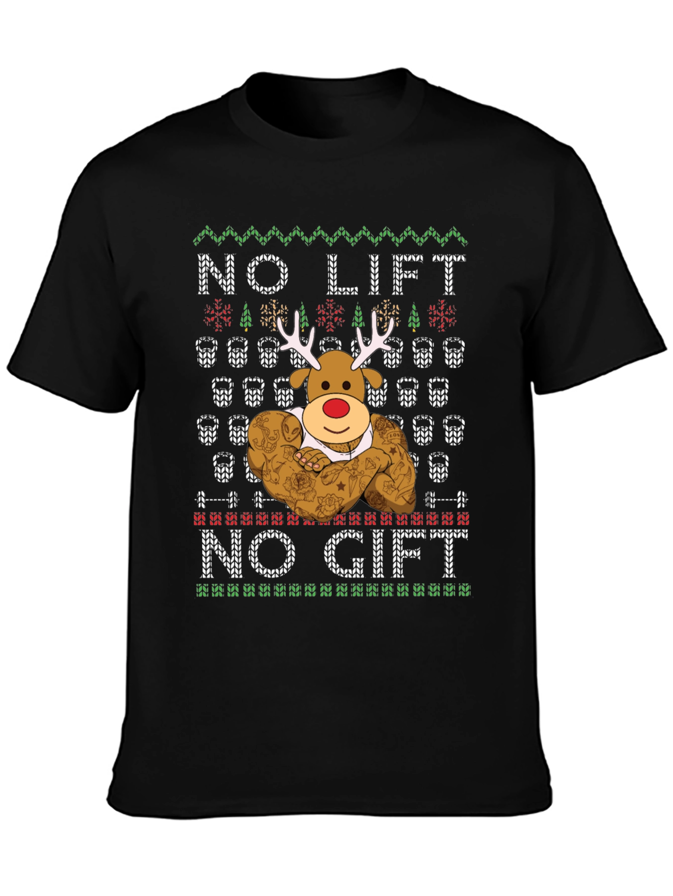 No Lift No Gift Christmas Reindeer T-Shirt