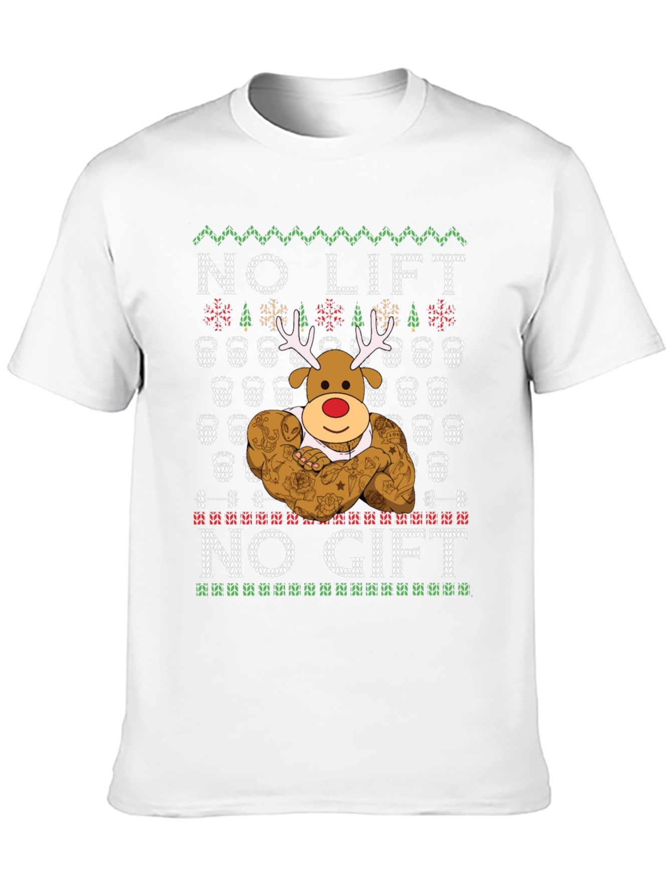 No Lift No Gift Christmas Reindeer T-Shirt