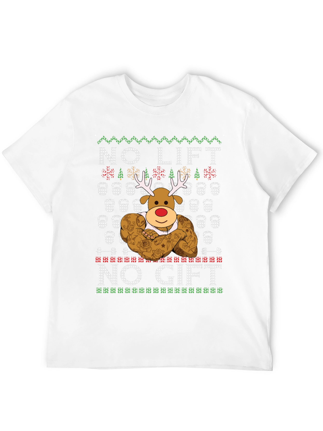 No Lift No Gift Christmas Reindeer T-Shirt