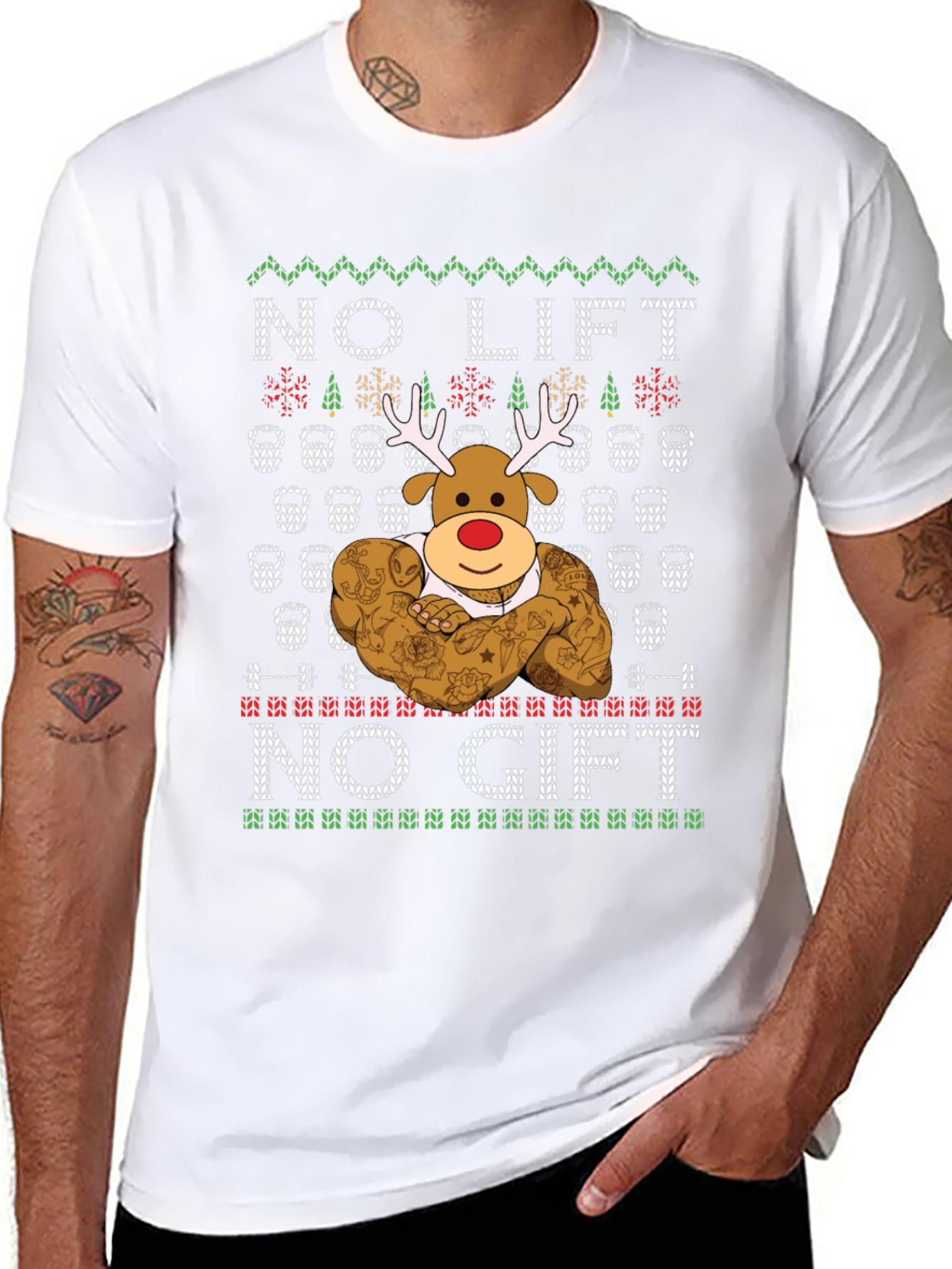 No Lift No Gift Christmas Reindeer T-Shirt
