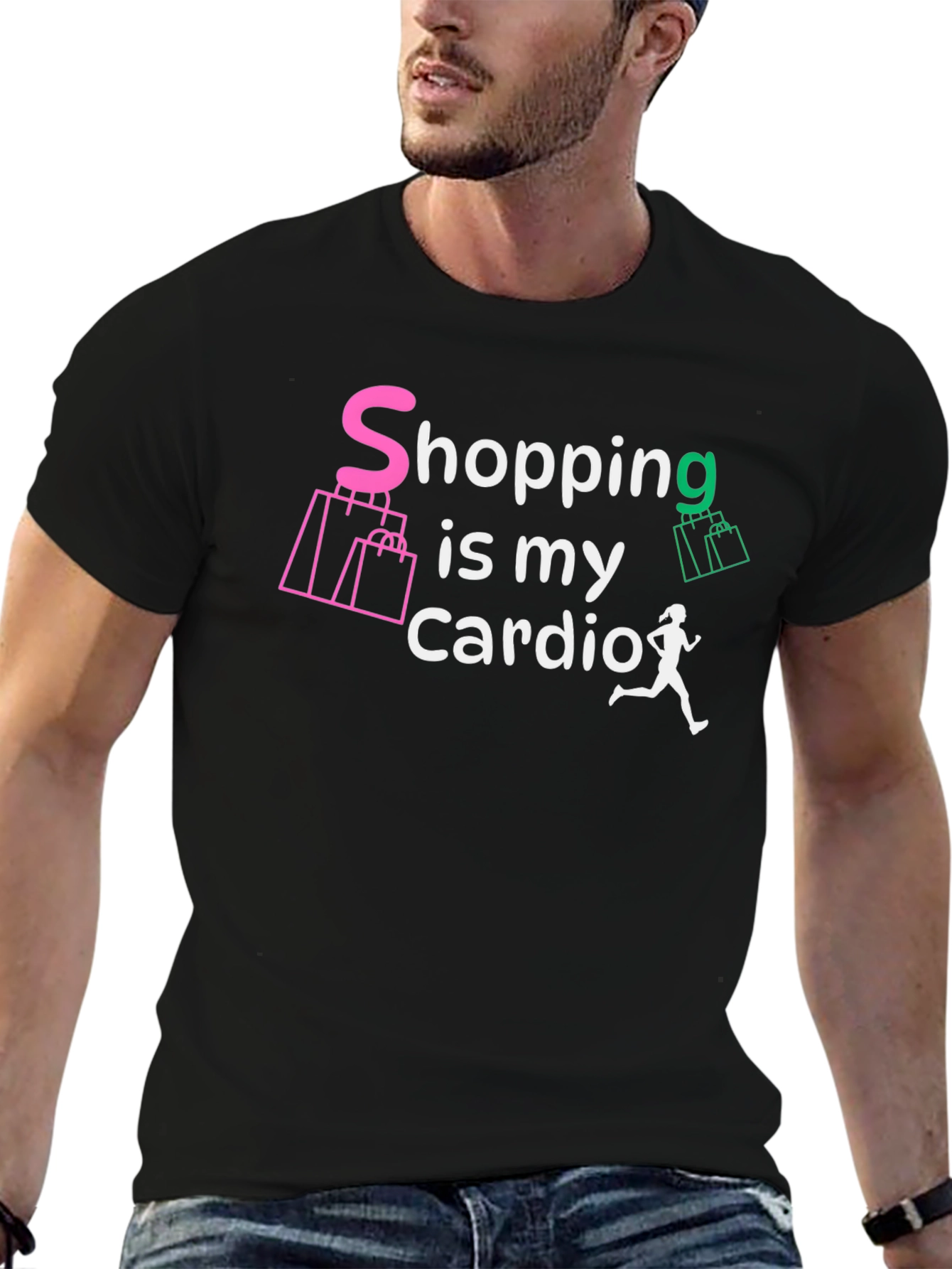 Shopping is My Cardio Black Graphic Tee