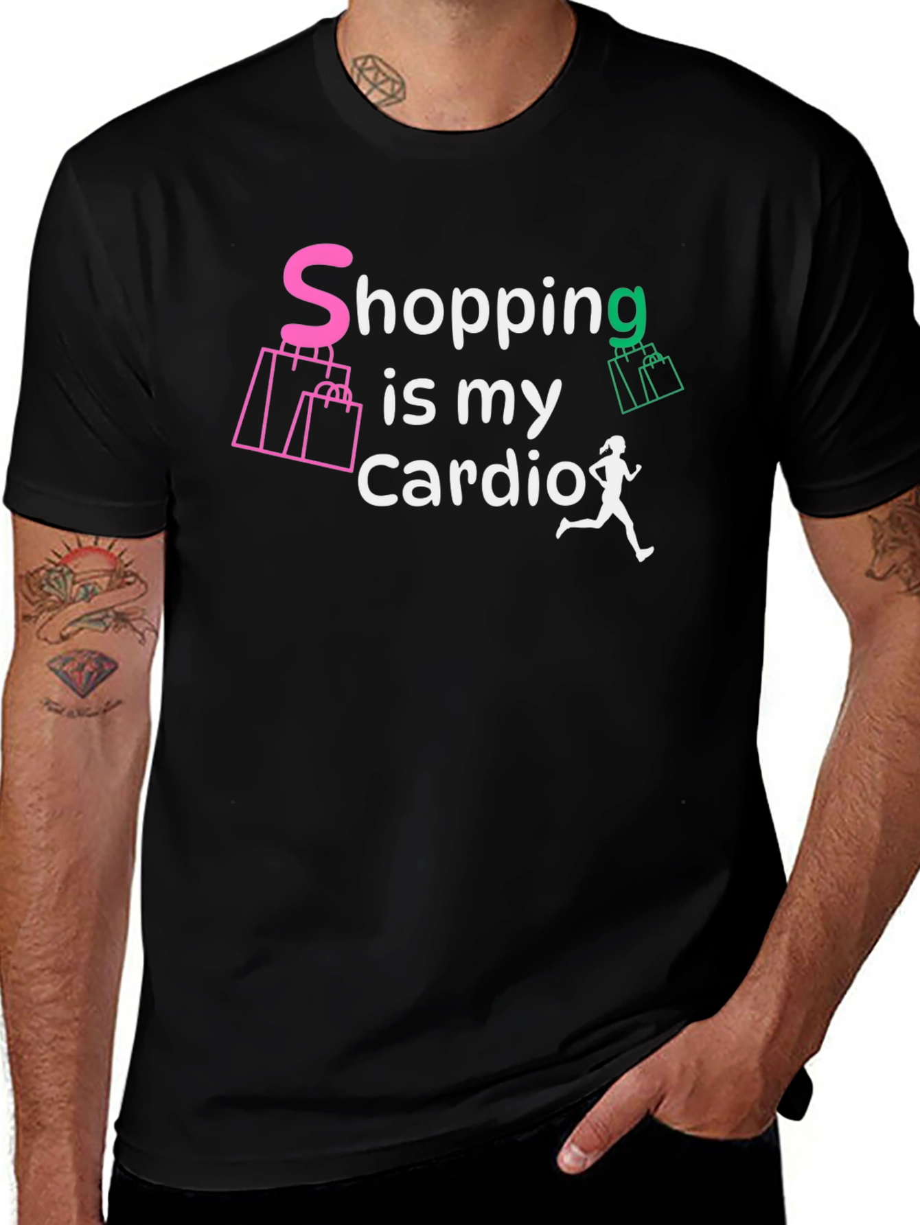 Shopping is My Cardio Black Graphic Tee