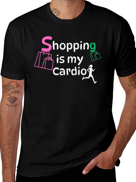 Shopping is My Cardio Black Graphic Tee