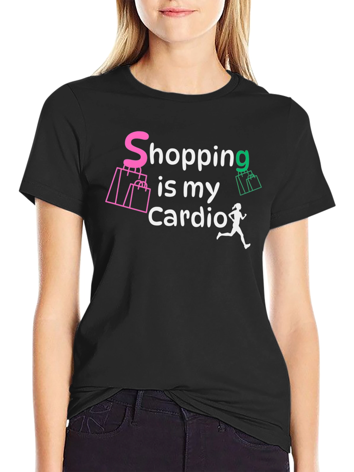 Shopping is My Cardio Black Graphic Tee