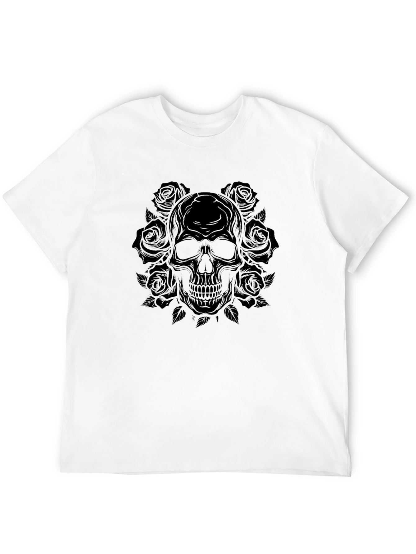 Skull & Roses Graphic Tee - Mens Black T-Shirt