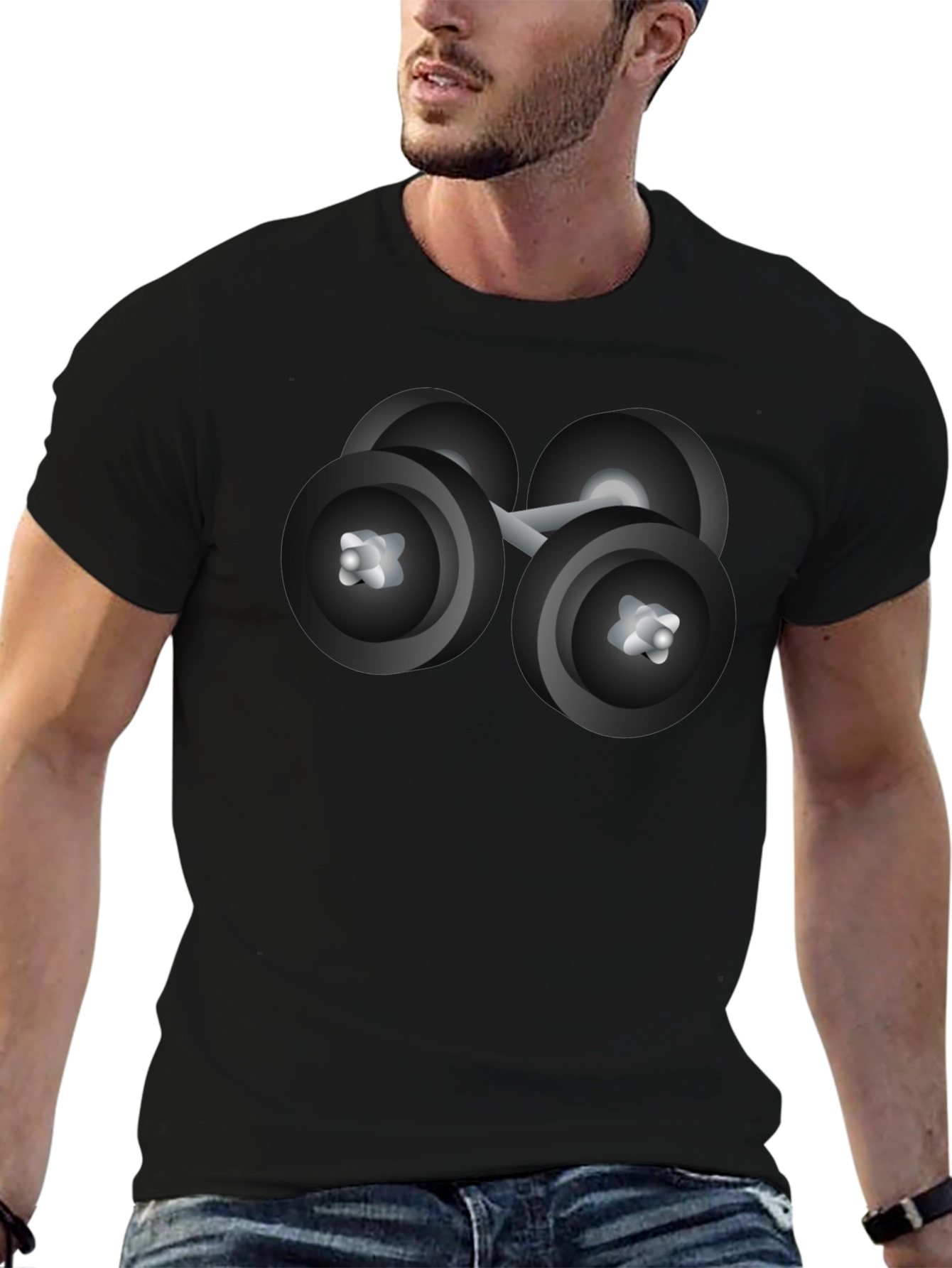 Dumbbell Graphic Tee - Fitness Lovers Black T-Shirt