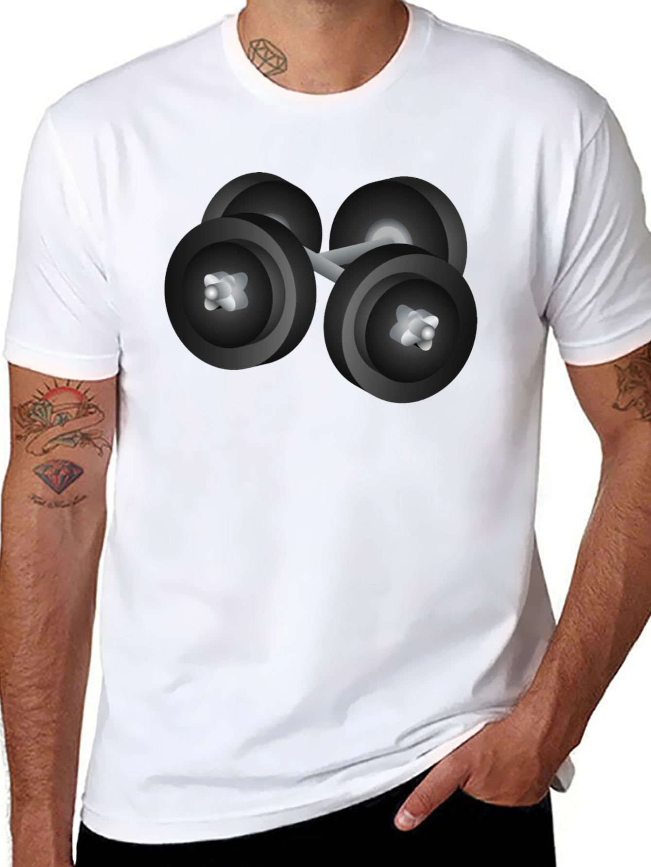 Dumbbell Graphic Tee - Fitness Lovers Black T-Shirt