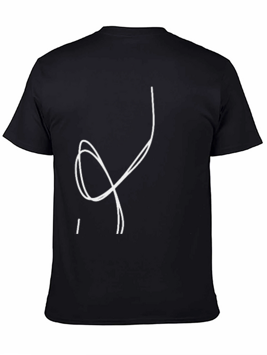 Abstract Line Art Graphic T-Shirt - Black