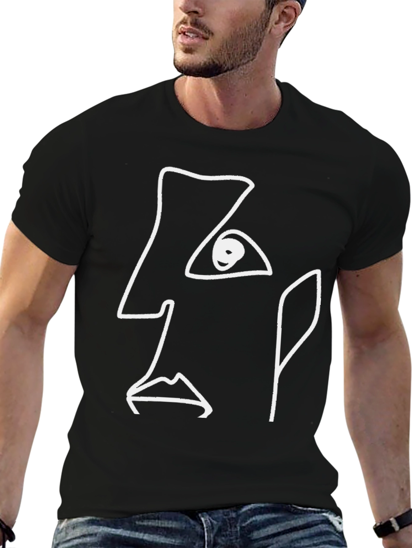 Abstract Face Graphic Tee - Modern Art T-Shirt