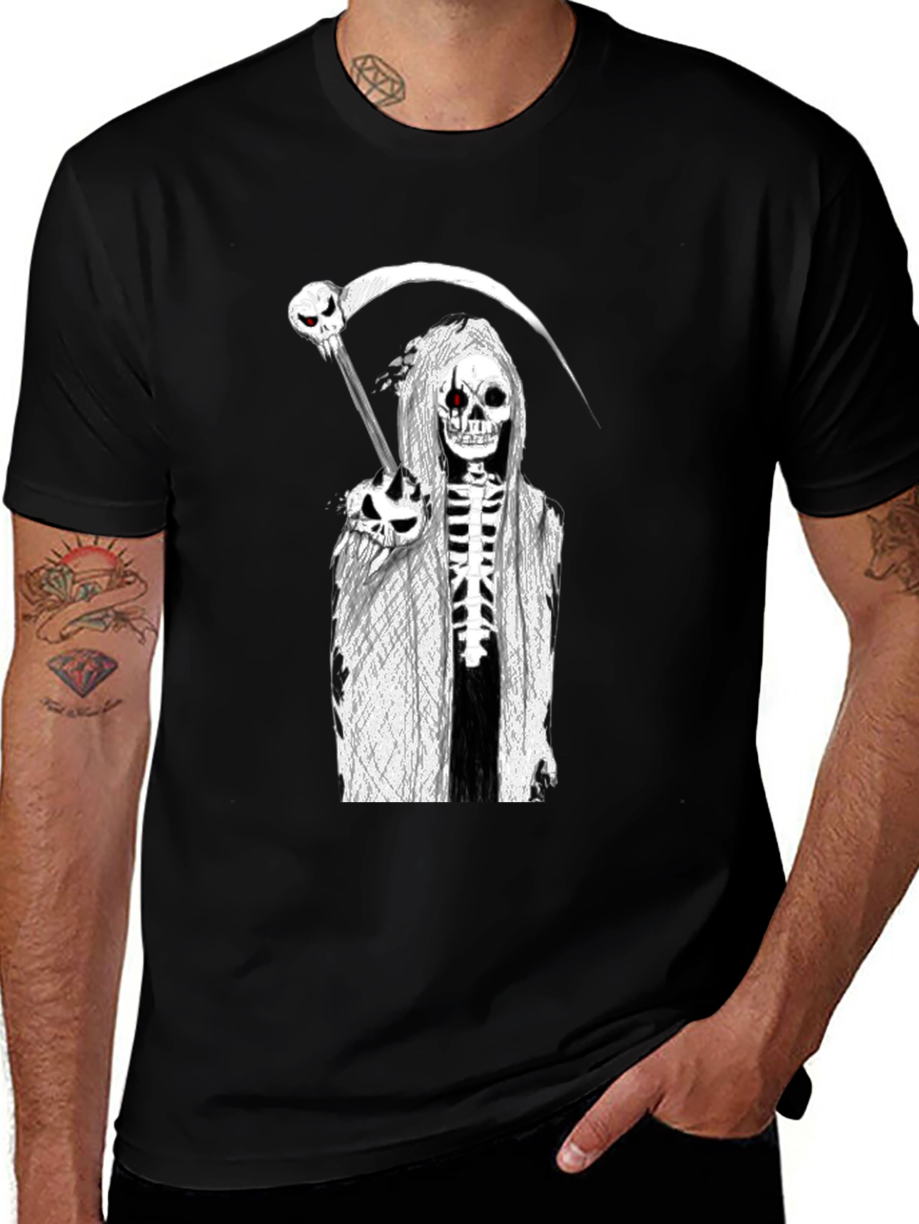 Grim Reaper Graphic Tee - Death Skull Design