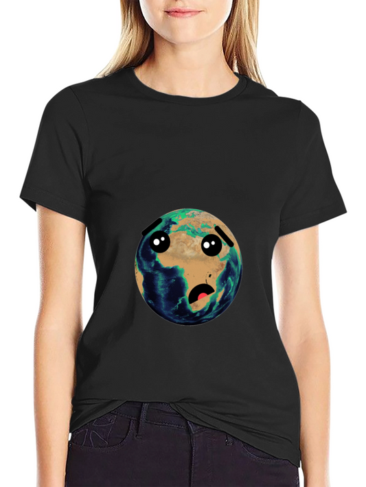 Earth Cartoon Graphic Black T-Shirt